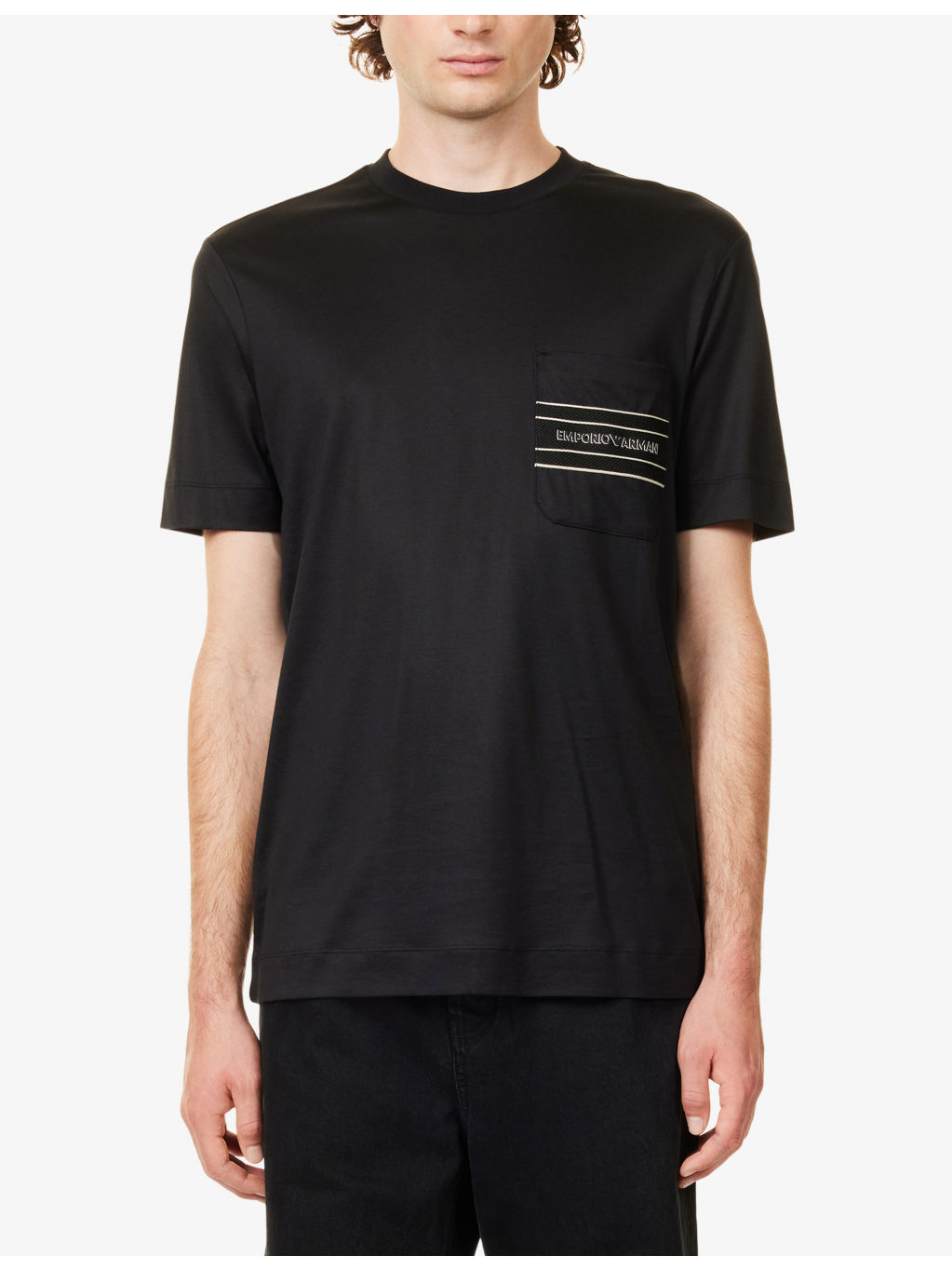 Logo-Print Patch-Pocket Cotton Blend T-Shirt - 3