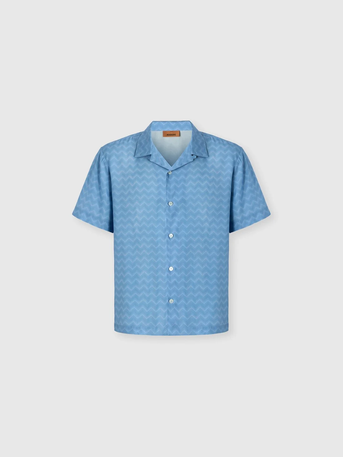 Bowling shirt in viscose with tone-on-tone zigzag print - 1