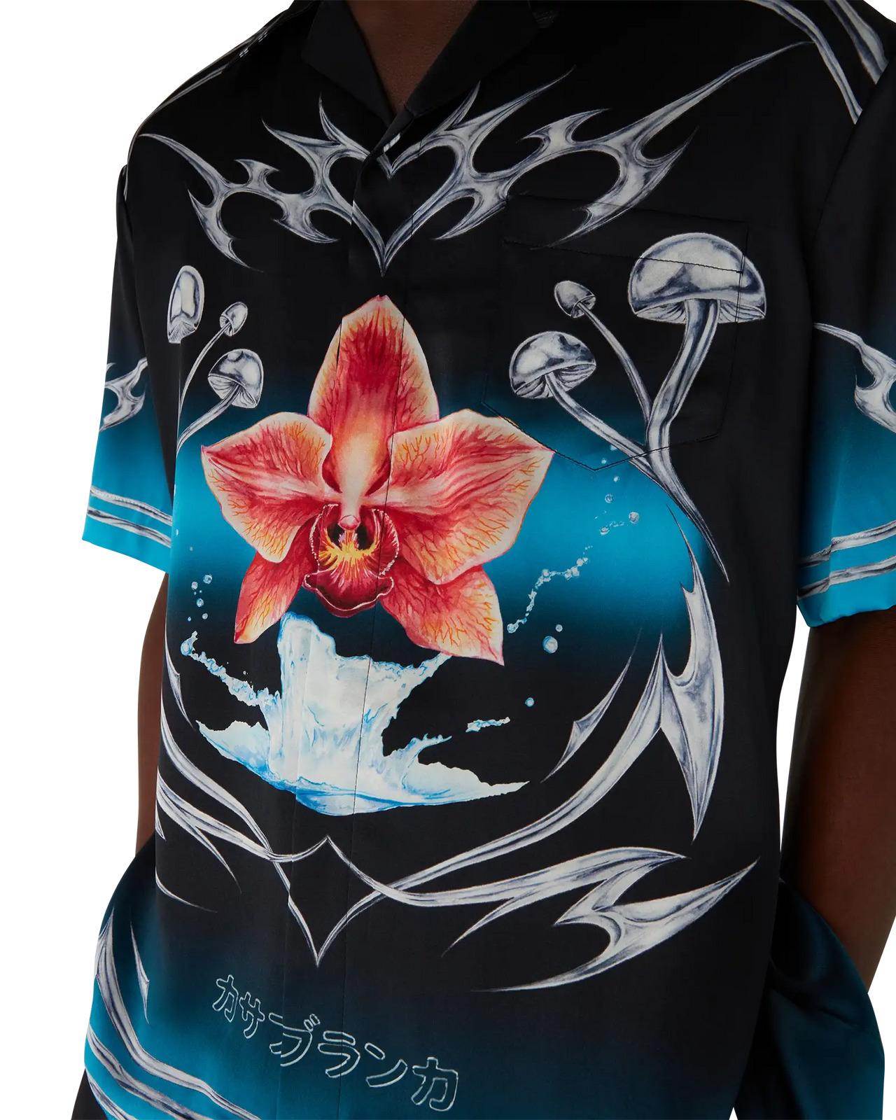 Blades Short Sleeve Silk Satin Shirt | Casablanca Paris - 4