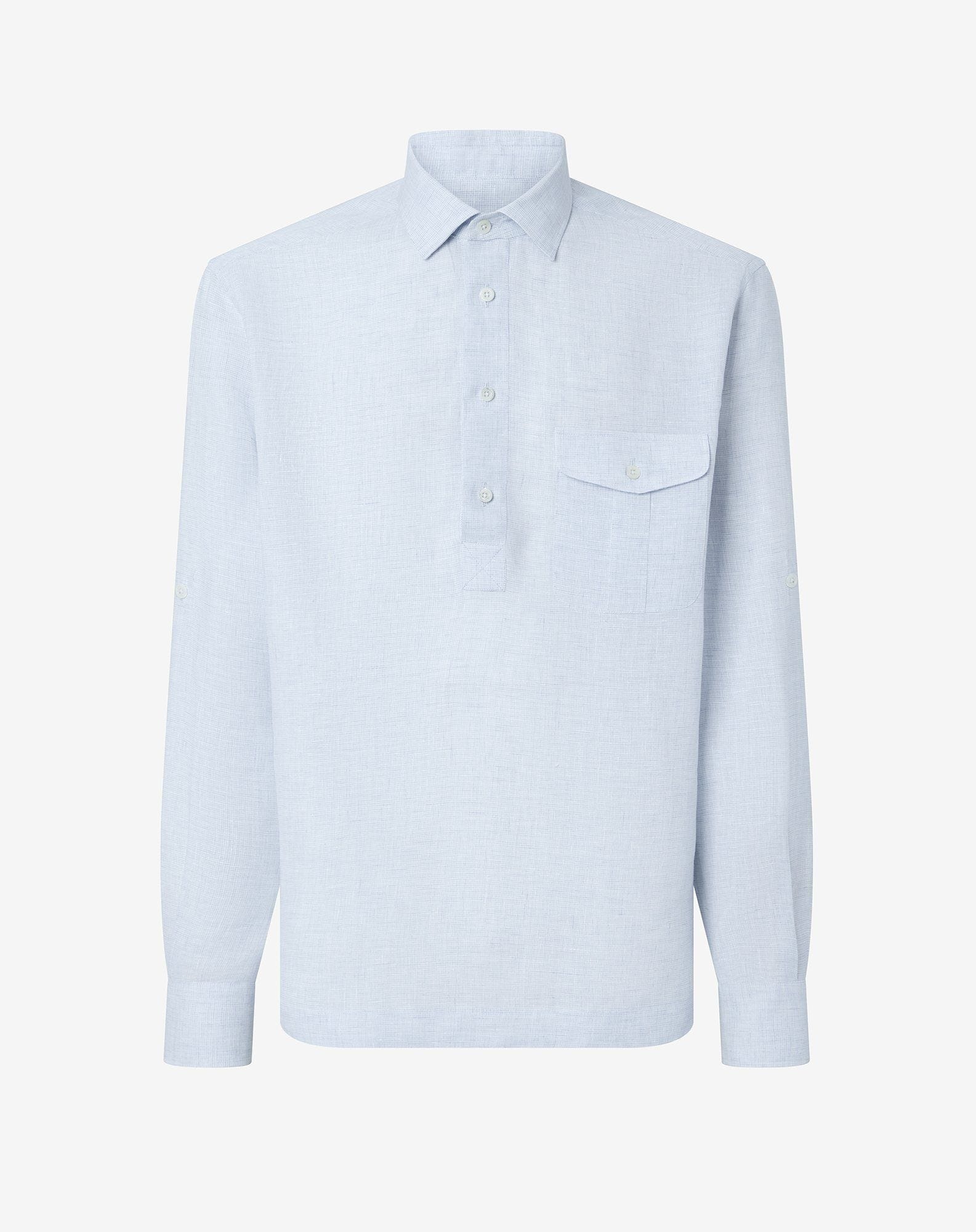 Light blue pure linen shirt - 1