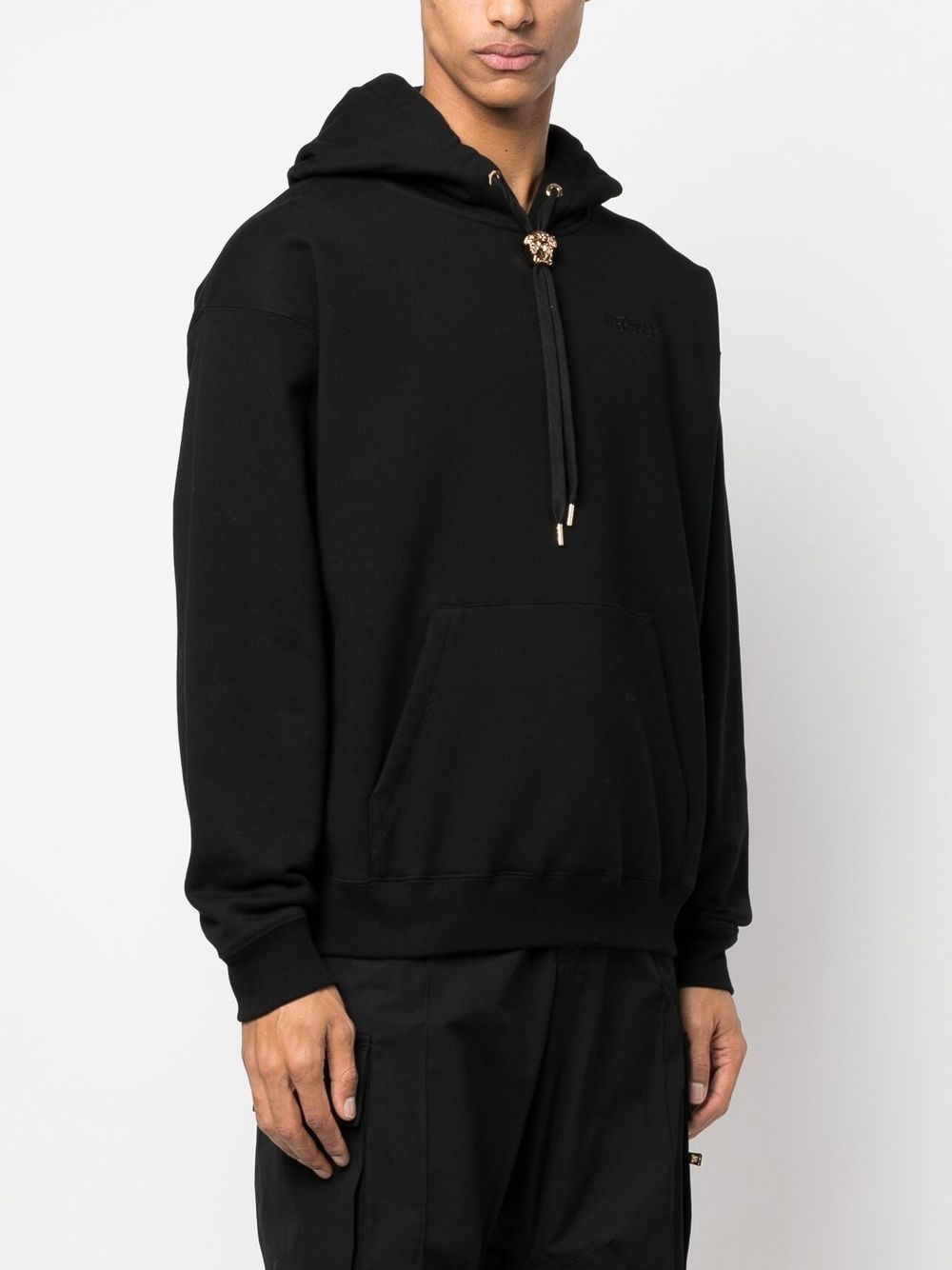 Medusa-drawstring rib-trimmed hoodie - 3