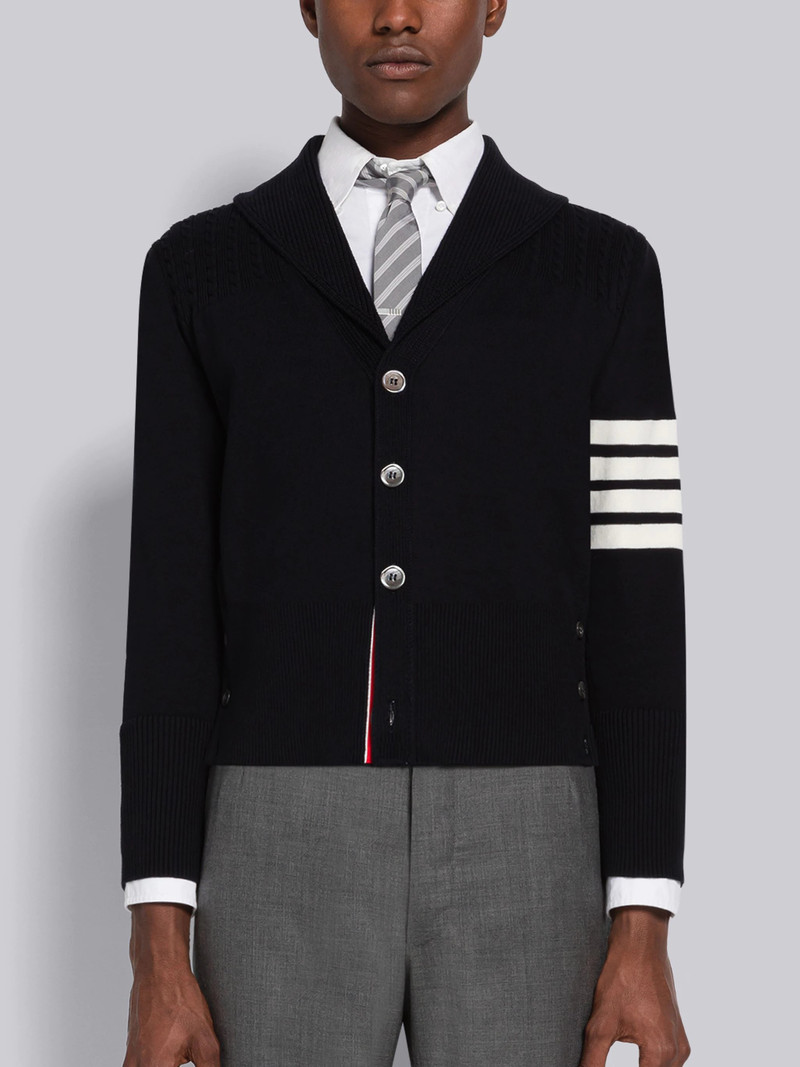 Jersey Stitch 4-Bar Shawl Collar Cardigan 1