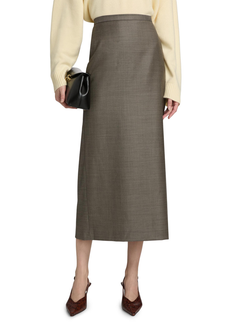Women's Cara Virgin Wool Pencil Midi-Skirt - Dark Brown Melange 3