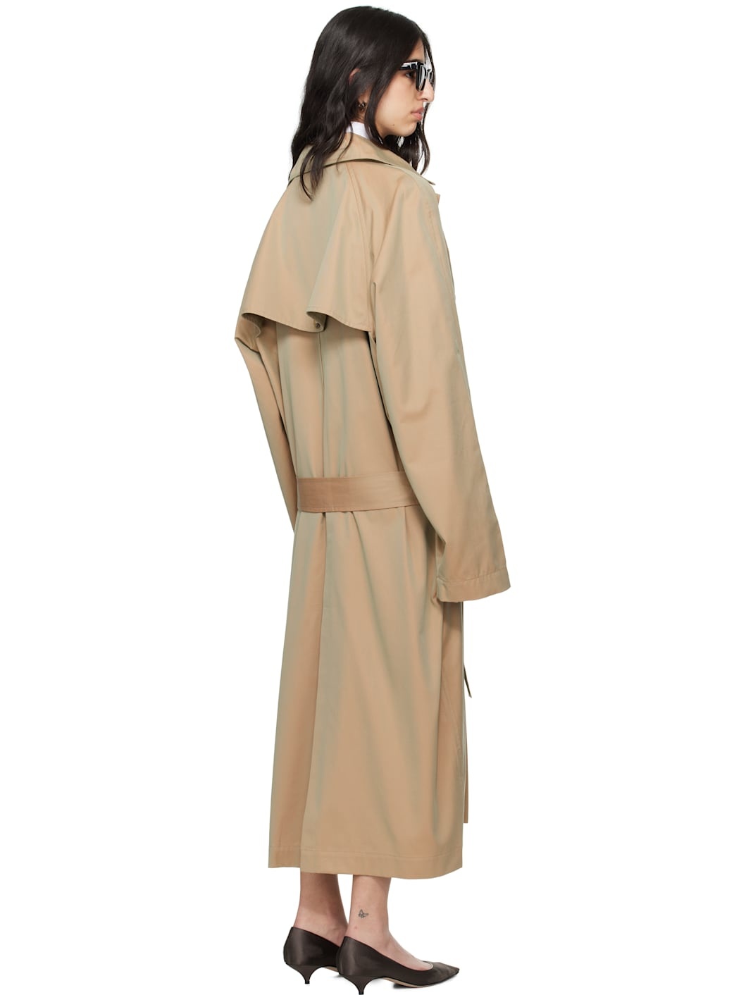 Beige Jasper Cotton Tonic Trench Coat - 3
