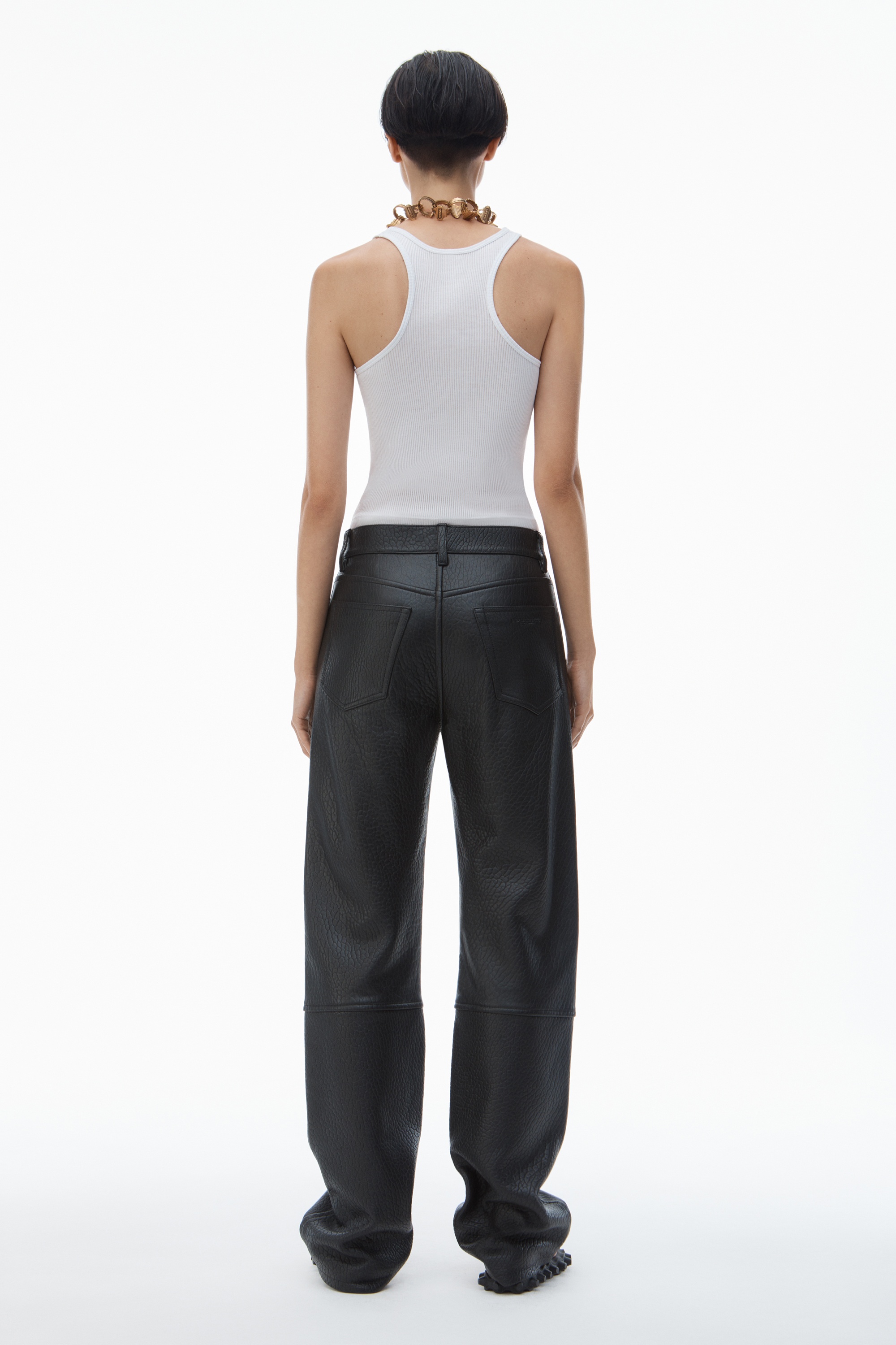 EZ - MID RISE RELAXED STRAIGHT PANT in Primal Nappa Lambskin Leather - 4