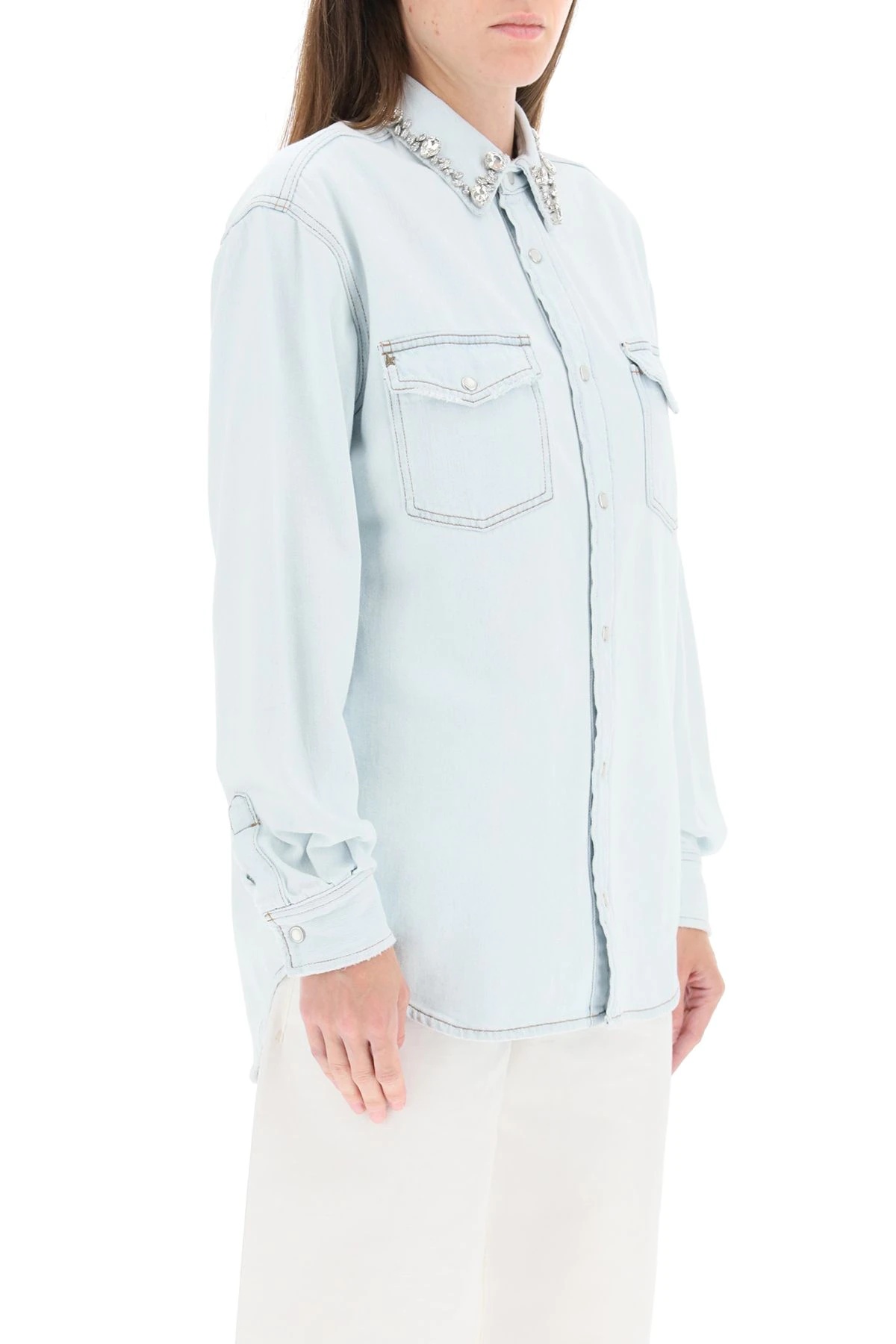 DENIM SHIRT WITH CRYSTALS - 3