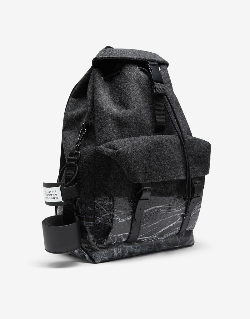 Maison Margiela Felt wet look drawstring backpack outlook