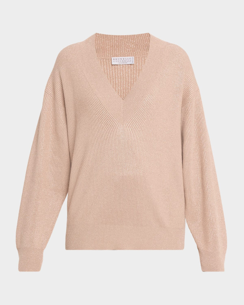 Sparkling Cashmere Oversized V-Neck Sweater 1