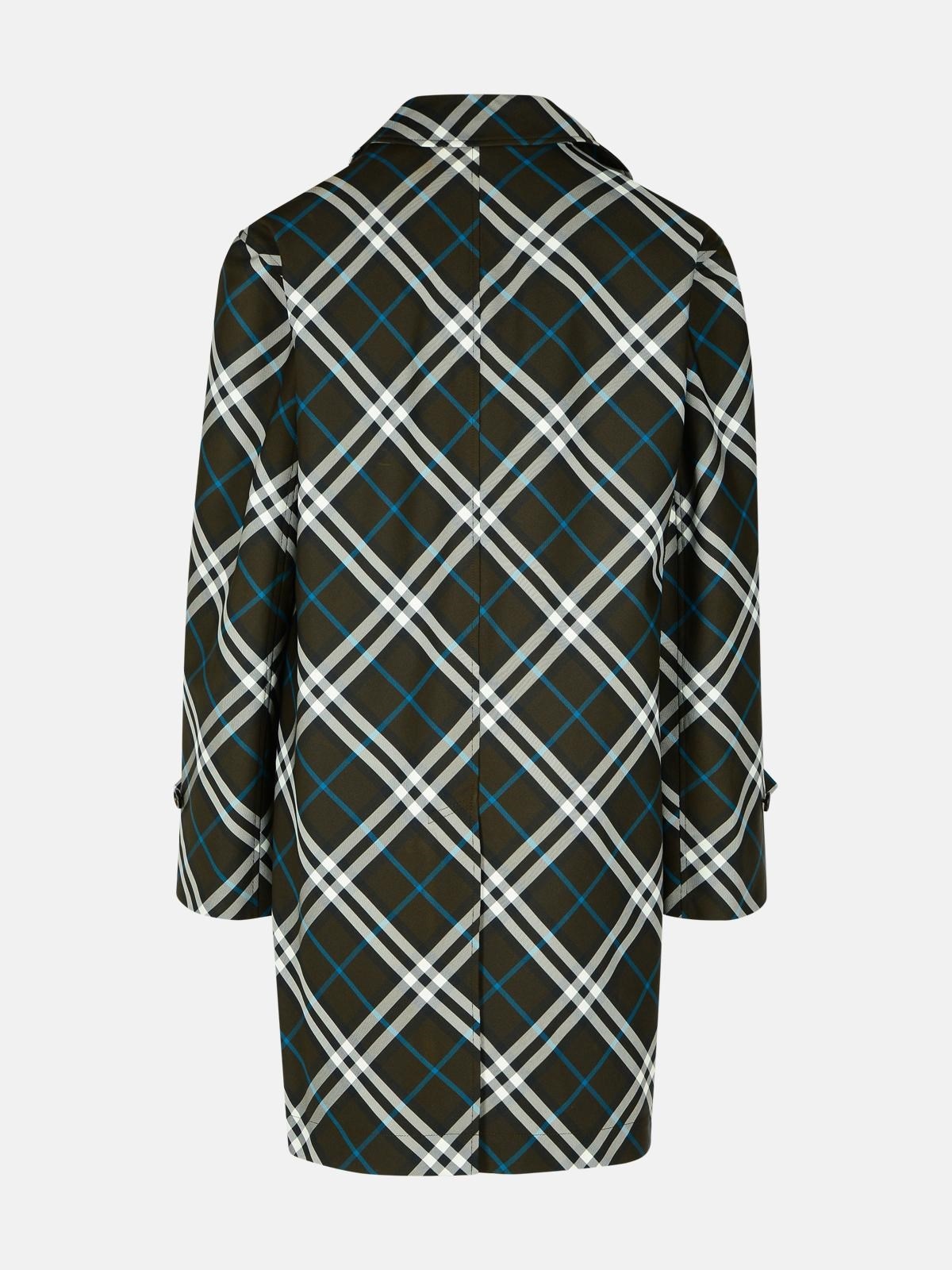 'CHECK' GREEN POLYESTER TRENCH COAT - 3