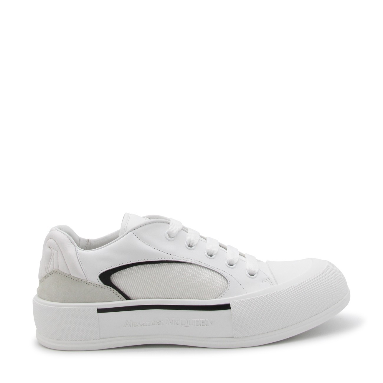 white leather plimsoll sneakers - 1