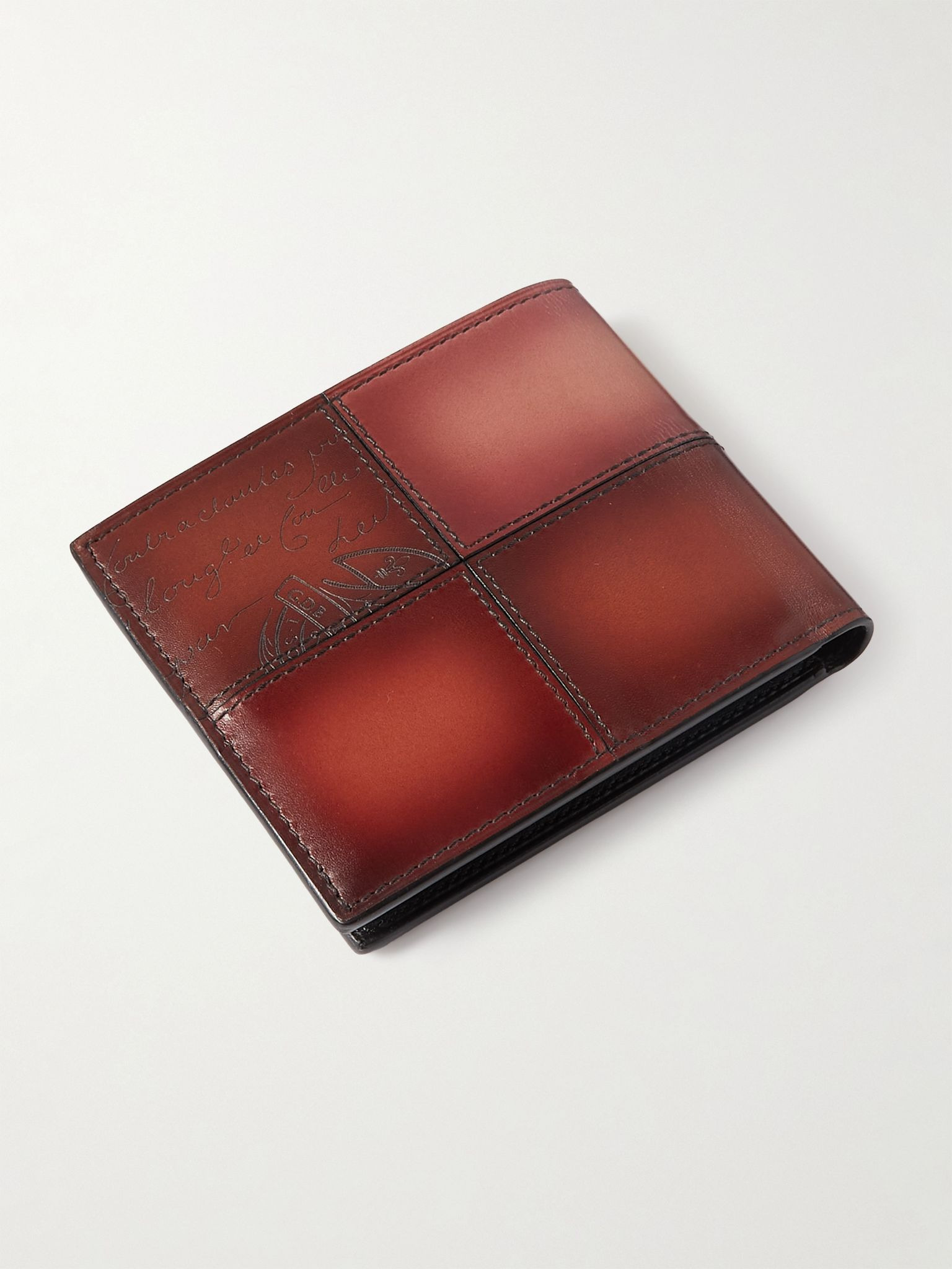 Makore Neo Scritto Panelled Venezia Leather Billfold Wallet Red - 2