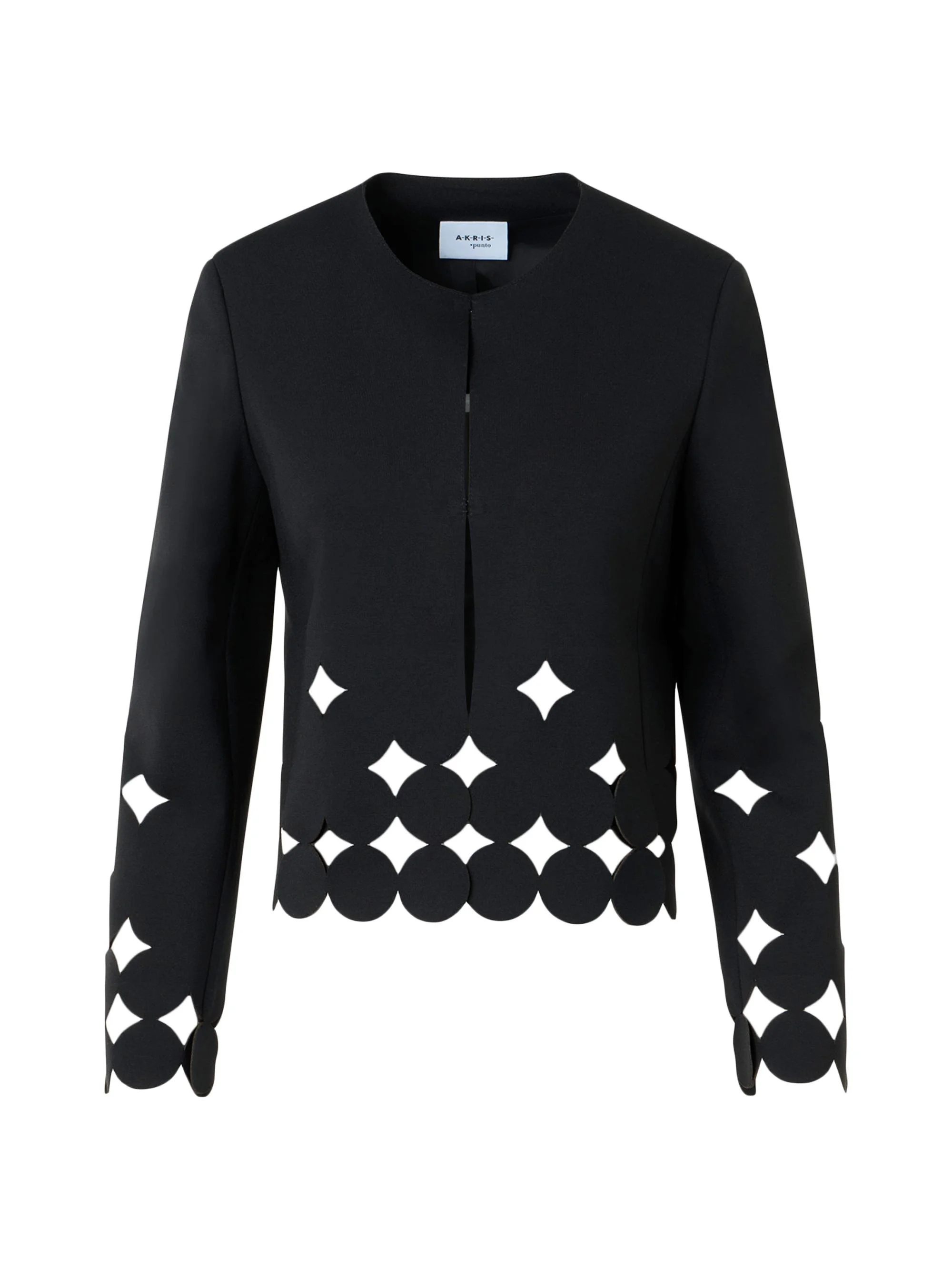 Women's Jersey Dropping Dot Cut Out Jacket - Black - 1