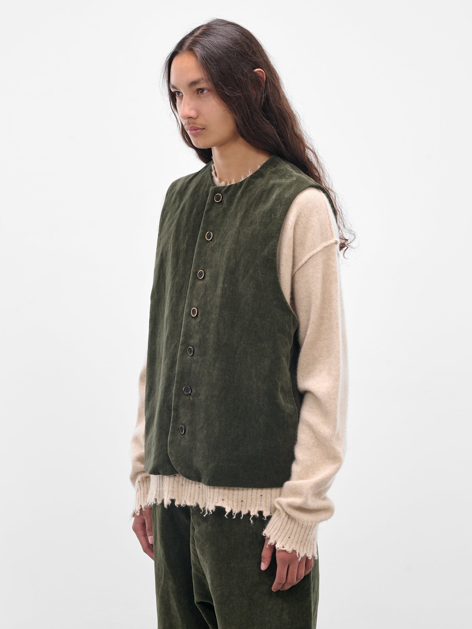 Green 'Jog' Sleevelesss Velvet Vest UM6527-UW490-DARK-GREEN - 2