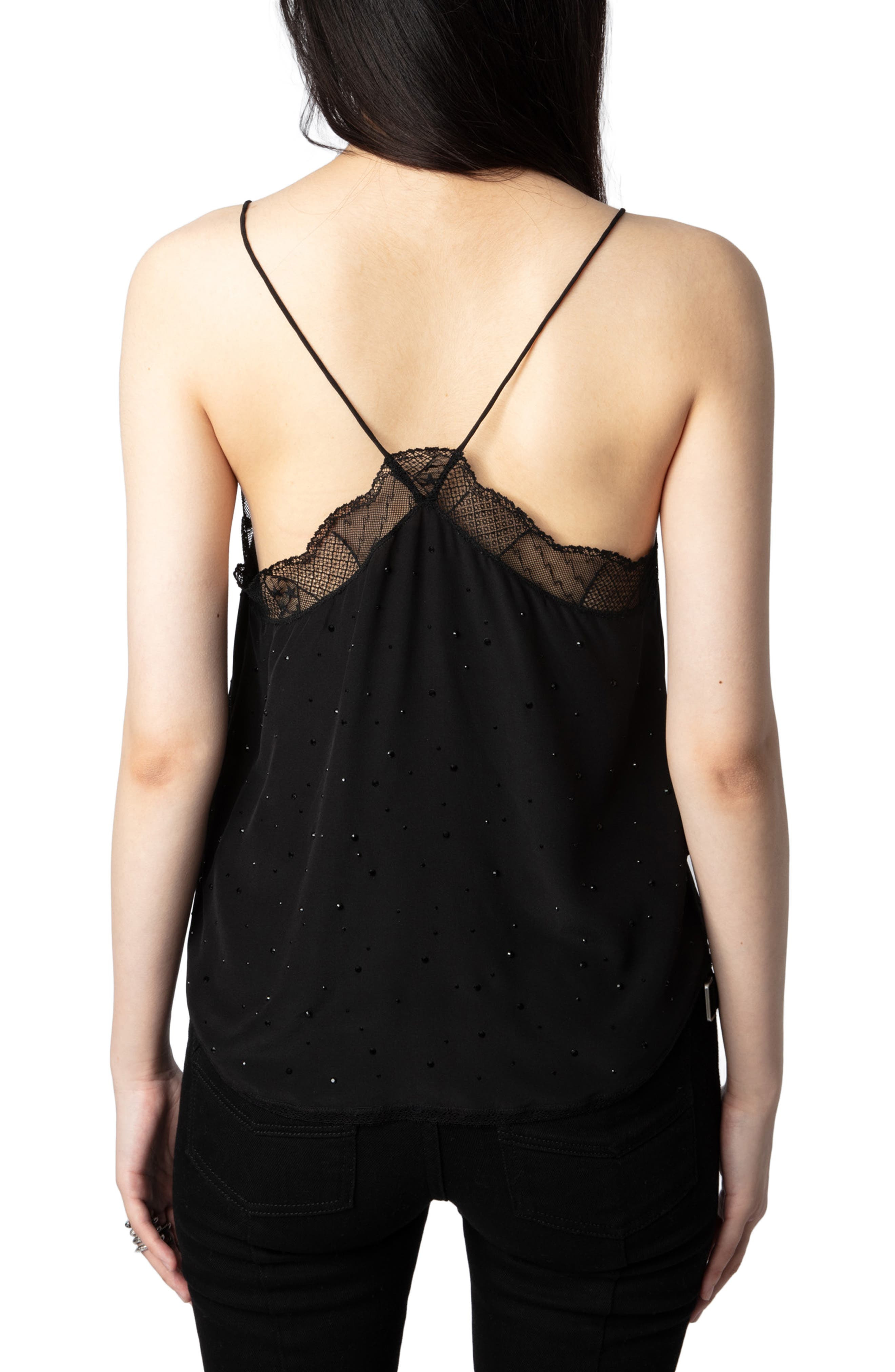 Zadig & Voltaire Christy Beaded Silk Camisole in Noir at Nordstrom - 2