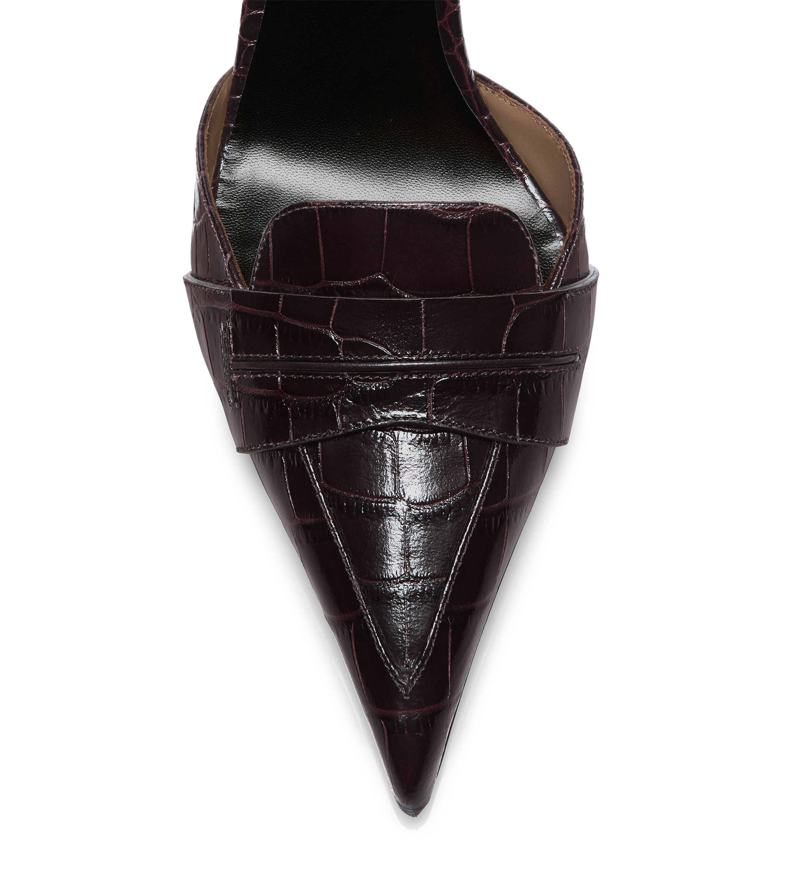 SHINY STAMPED CROCODILE LEATHER EVA D'ORSAY PUMP - 5
