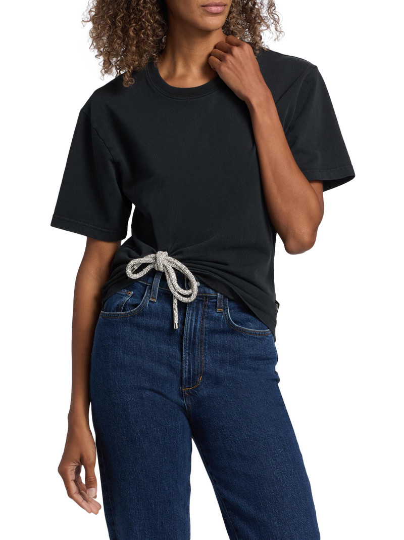 Women's Crystal Knot Cotton T-Shirt - Washed Black 3