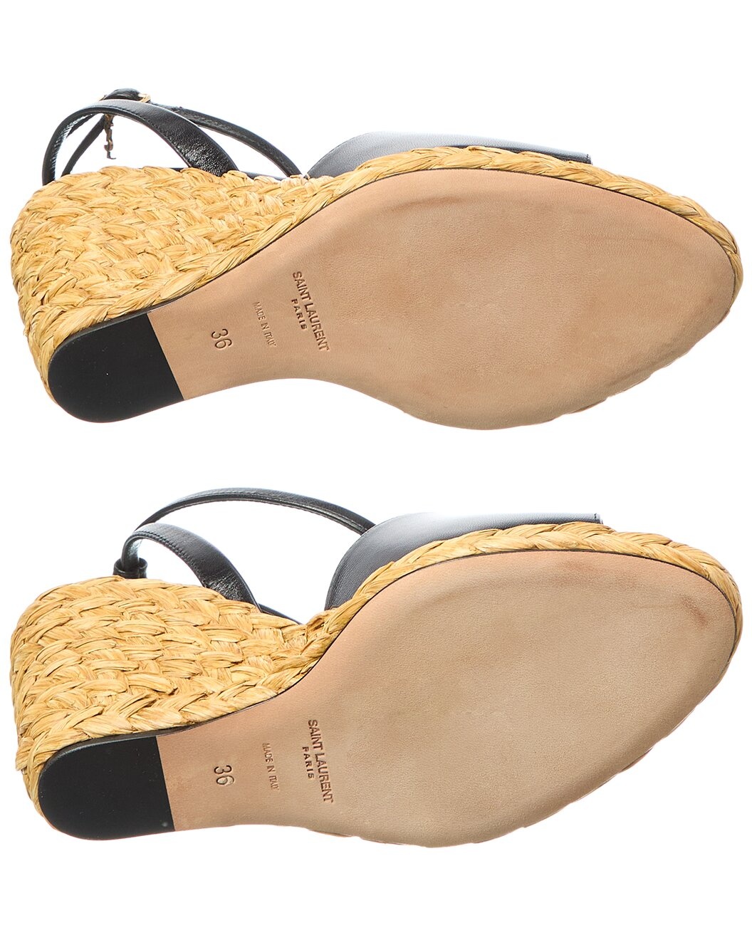 Saint Laurent Sexy 95 Leather Wedge Sandal (Authentic Pre-Loved) - 4