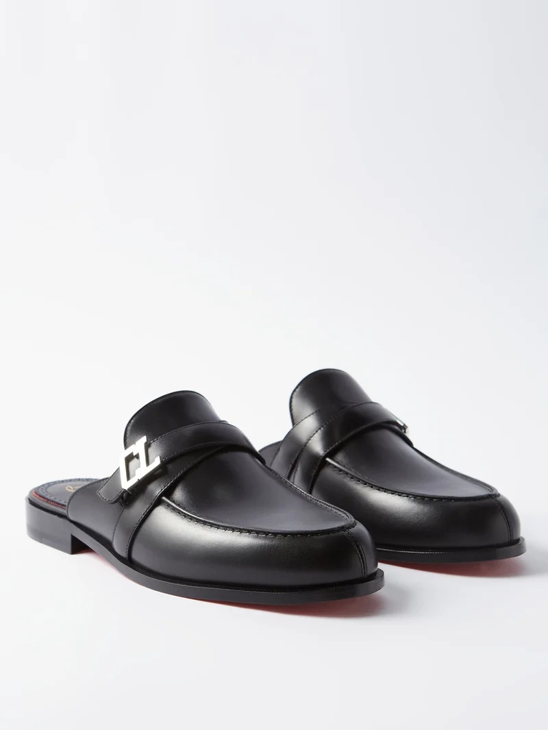 Muloman logo-plaque leather mules - 6