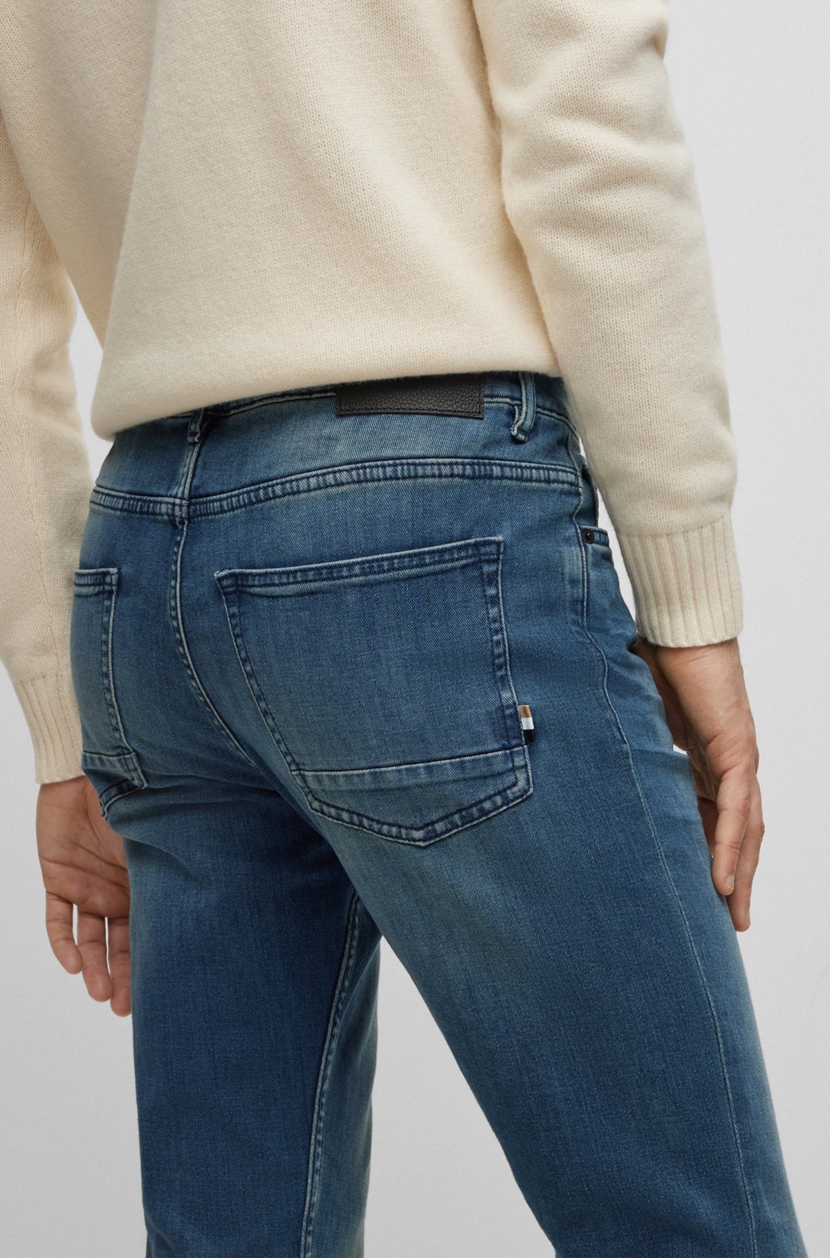 SLIM-FIT JEANS IN SUPER-SOFT BLUE DENIM - 5