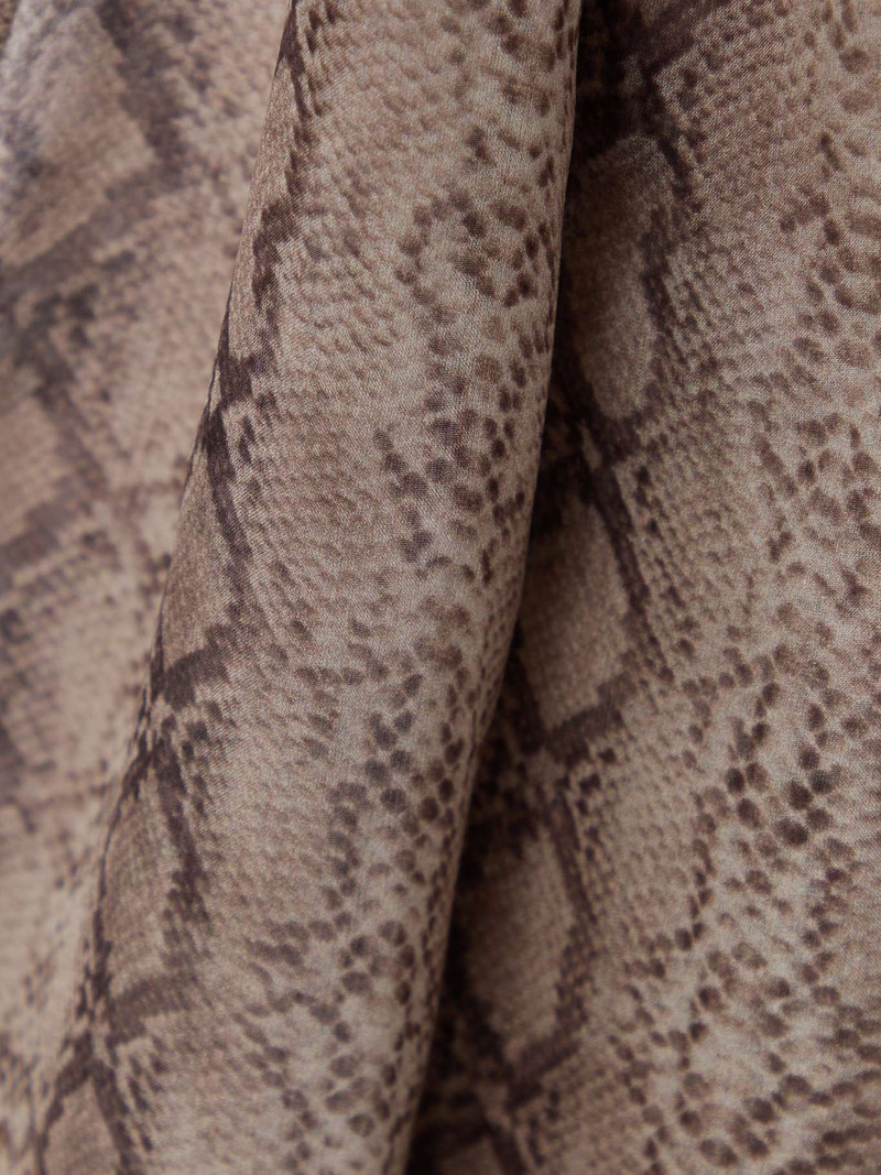 Snake-print silk-chiffon scarf Sand 3