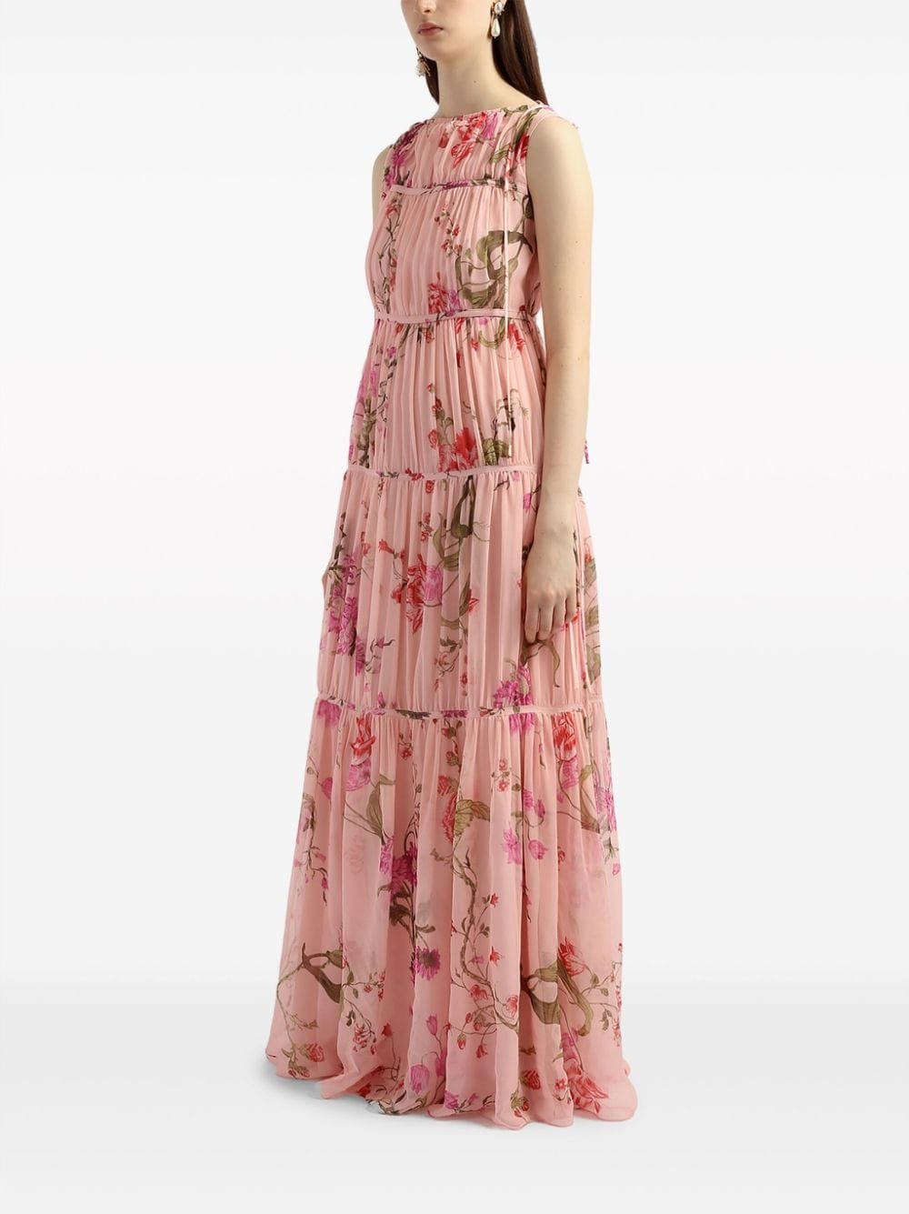 floral-print tiered gown - 3