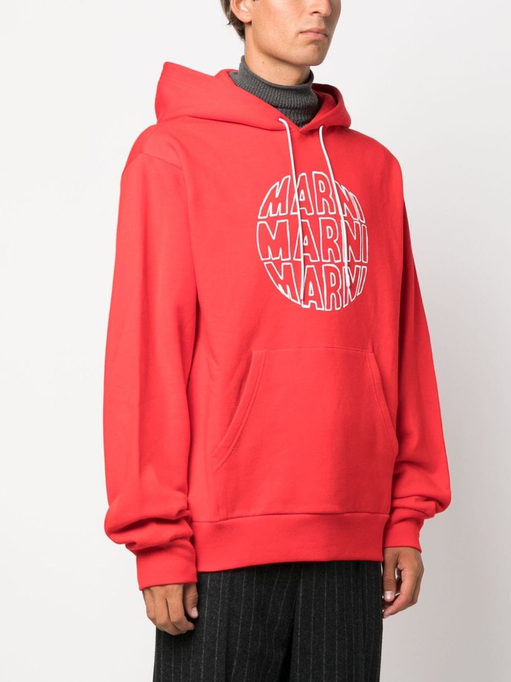 logo-print cotton hoodie - 3
