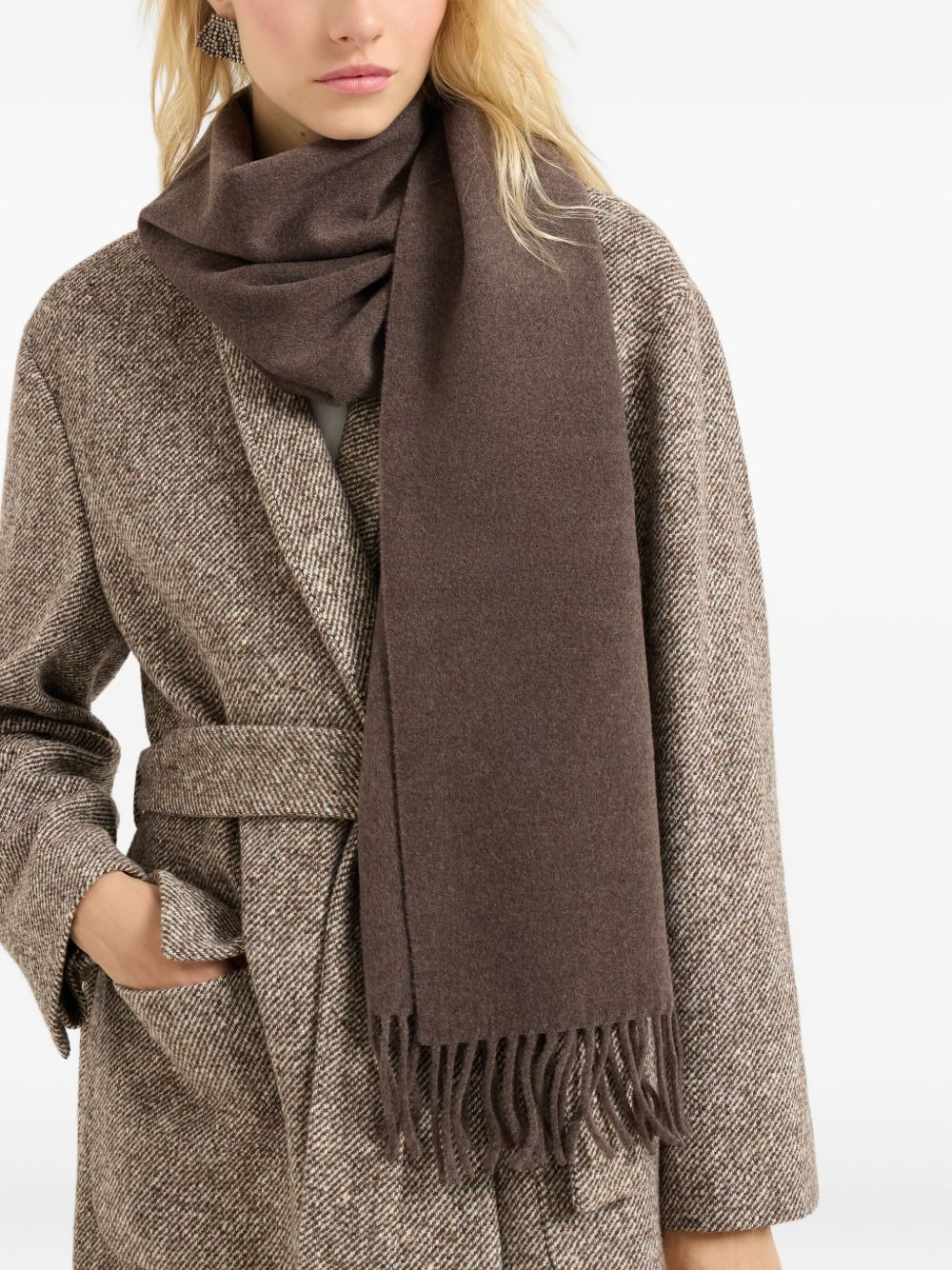 fringe cashmere scarf - 4