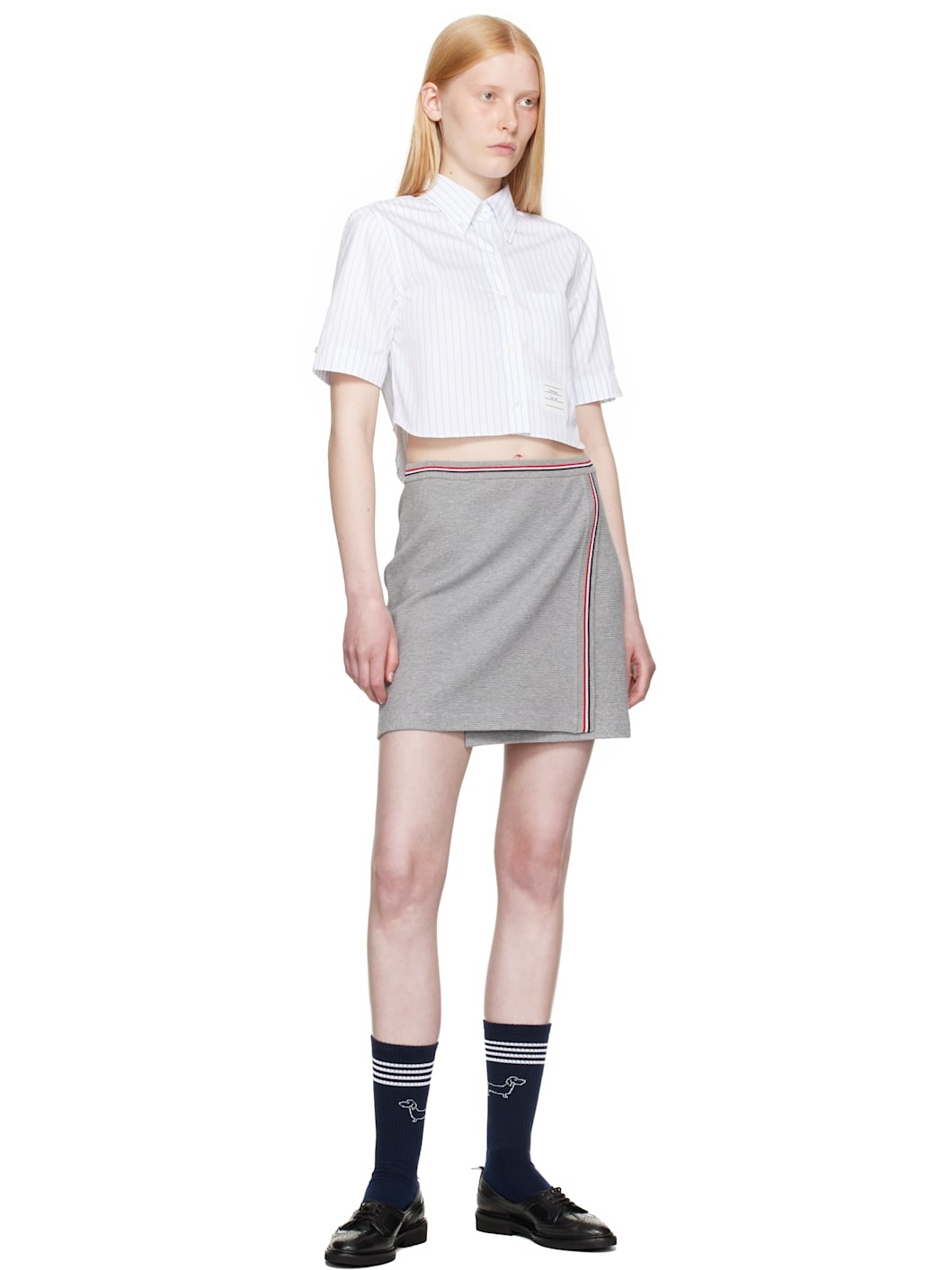 Gray Cotton Waffle Miniskirt - 5