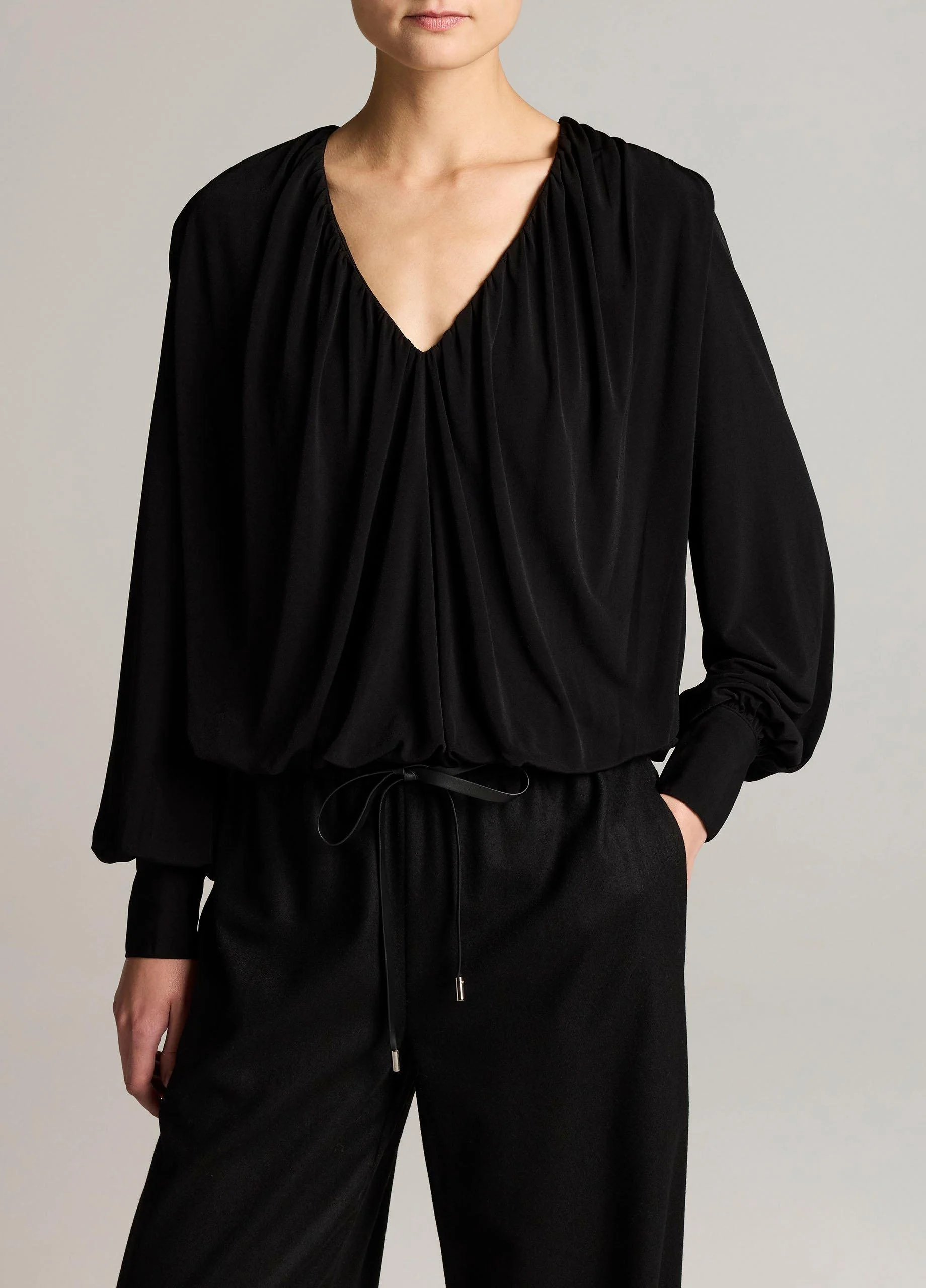 Matte Jersey V-Neck Bubble Top - 1