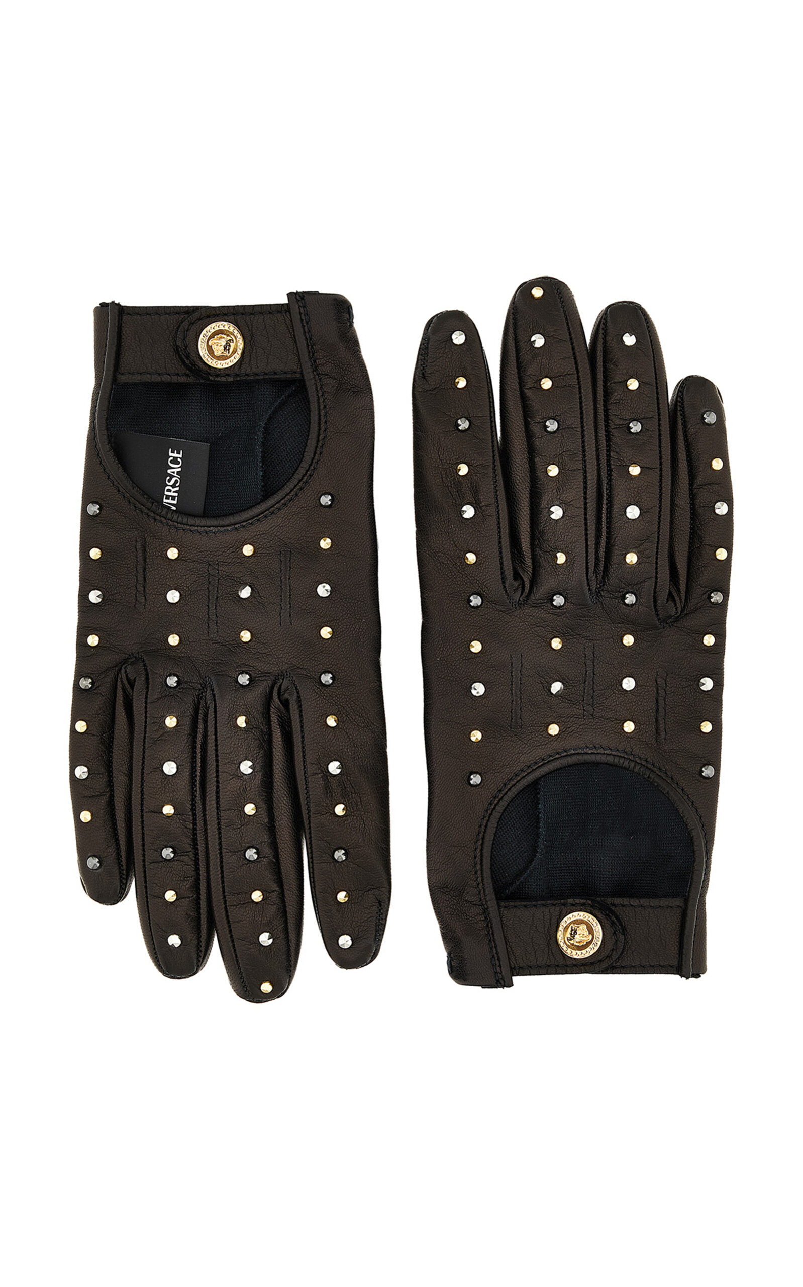 Studded Leather Gloves black - 1