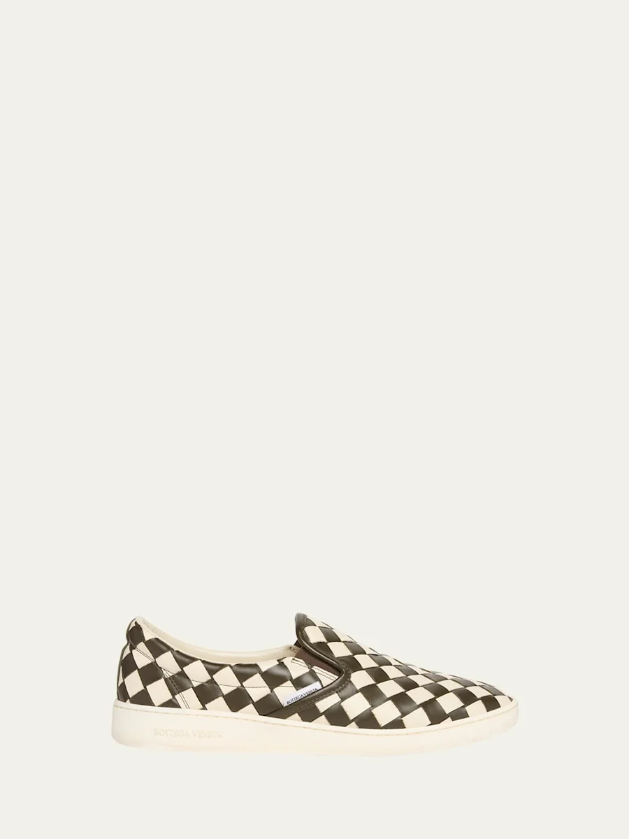 Men's Sawyer Intrecciato Check Calfskin Slip-On Sneakers - 1
