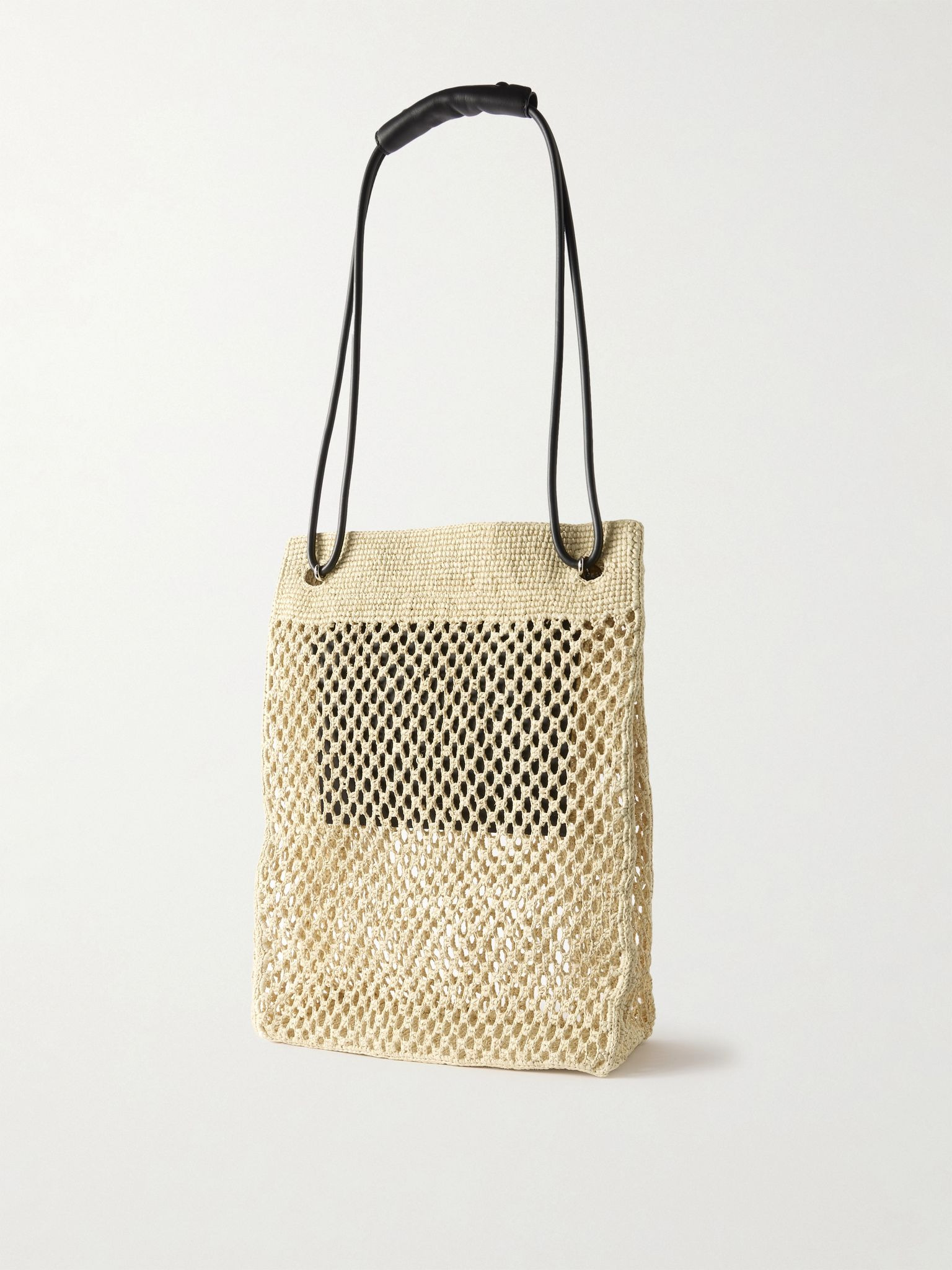 + Paula's Ibiza Leather-Trimmed Raffia Tote Bag Neutral - 3