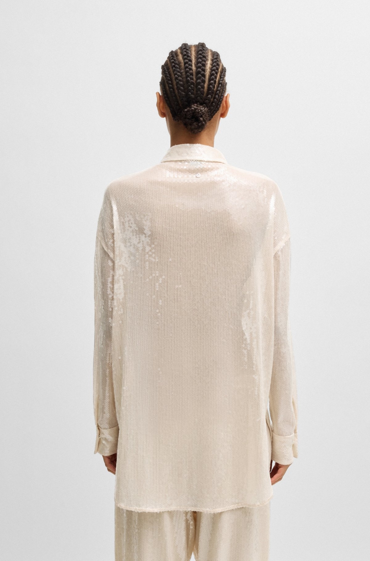 RELAXED-FIT BLOUSE WITH SEQUINS AND POINT COLLAR - 5