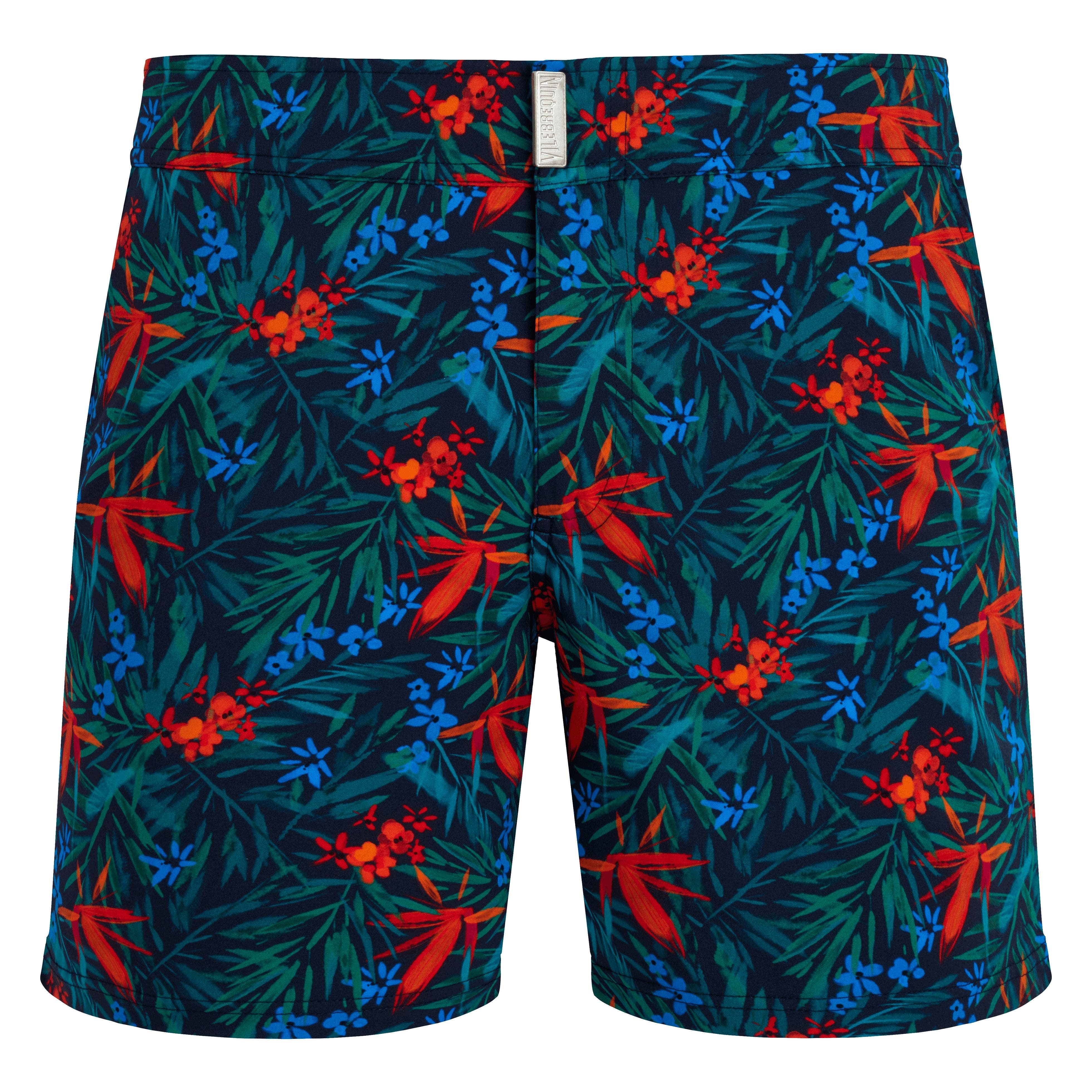 Vilebrequin Men's Tropical Flower Stretch Board Shorts in Bleu Marine at Nordstrom - 3