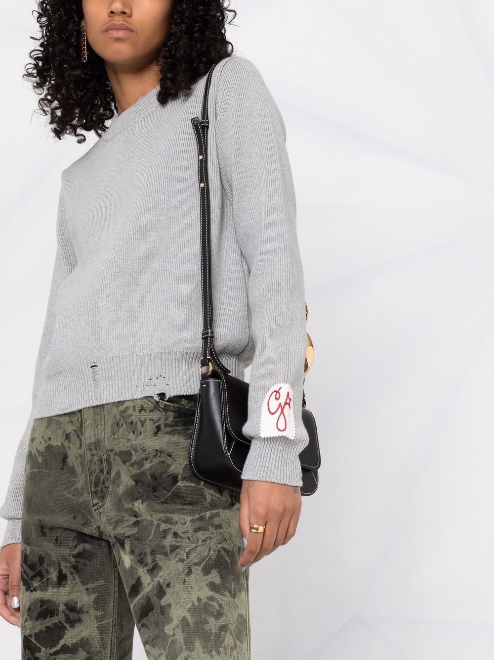 distressed cotton-blend jumper - 3