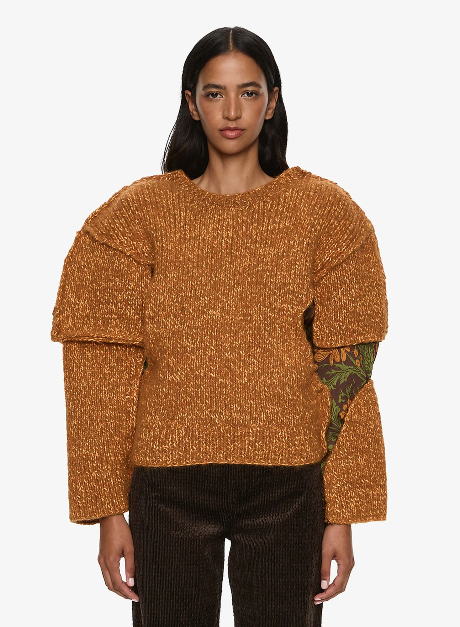Deconstructed Brocade Knit Sweater - 1