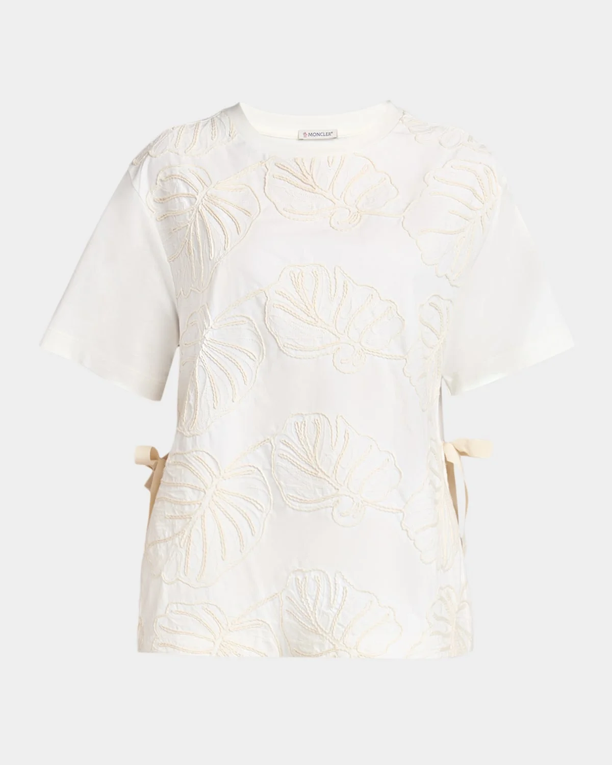 Embroidered Short-Sleeve Side-Tie T-Shirt - 1