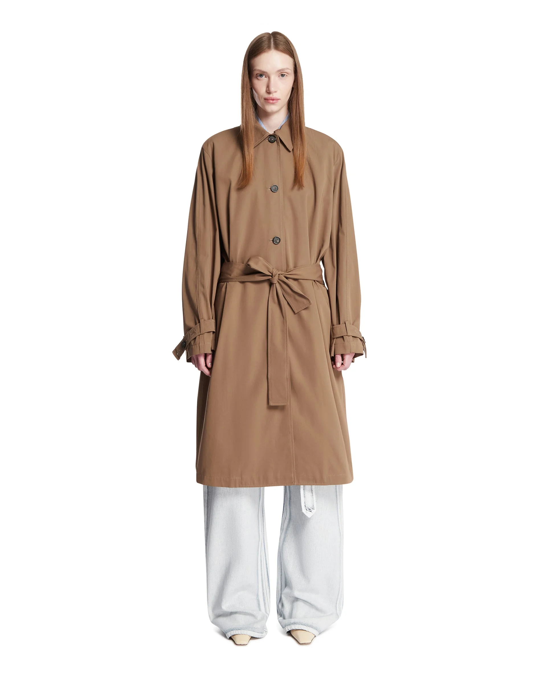 Beige Long Trench Coat. - 1