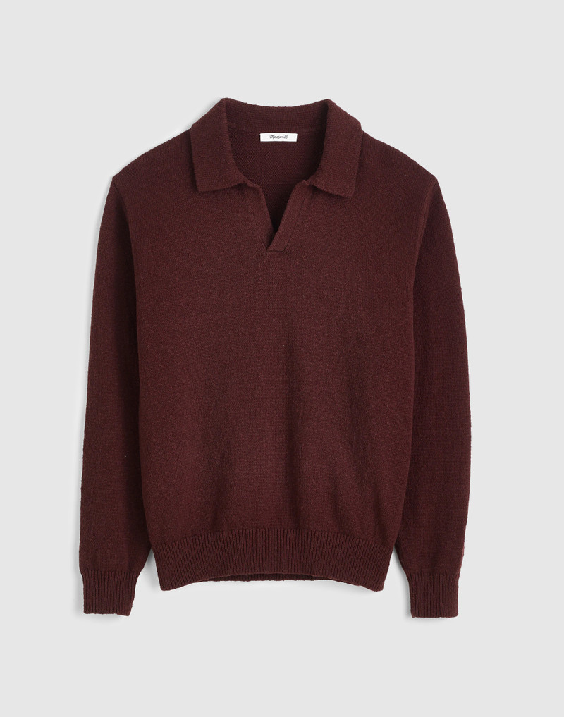 Johnny-Collar Sweater Polo in Textured Cotton 1