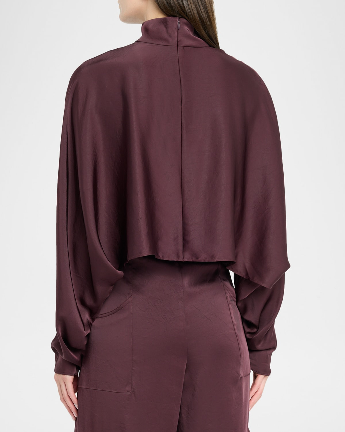 Lightweight Satin Crop Caftan Top - 3