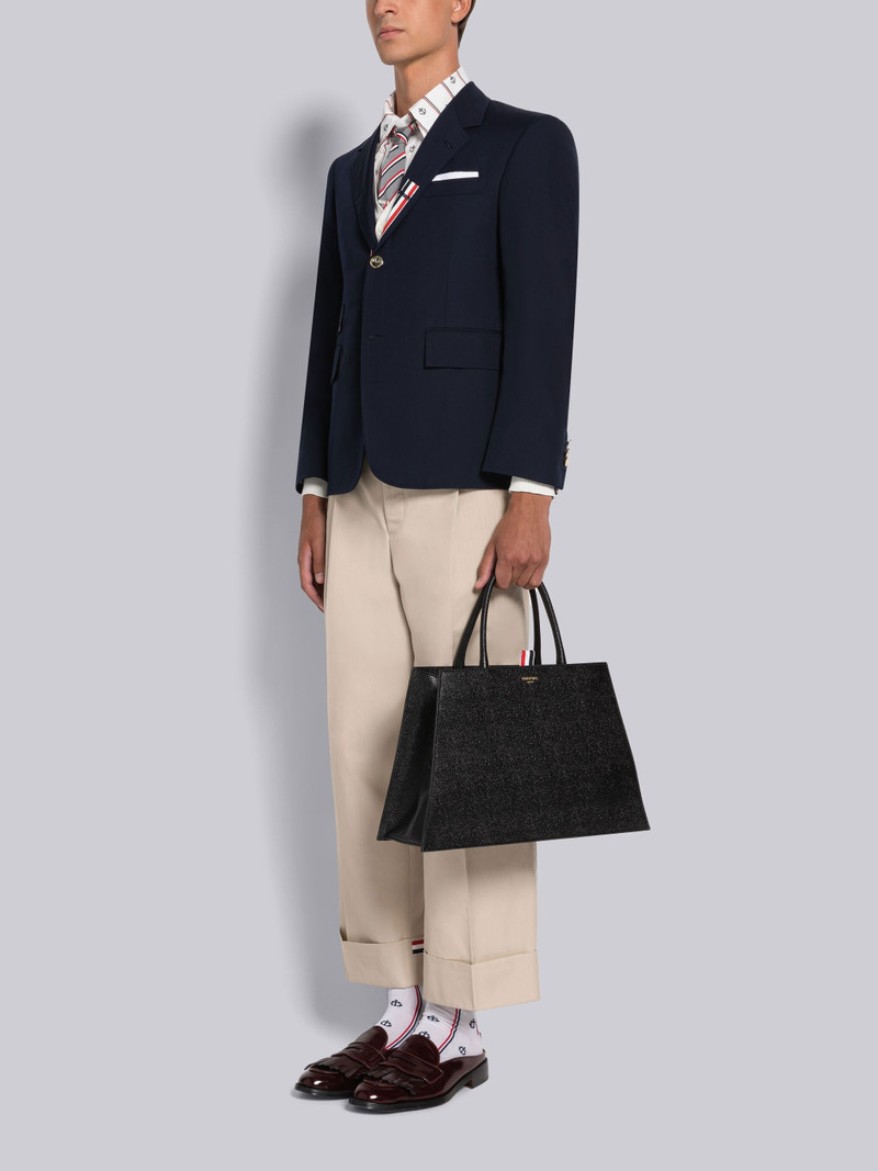 logo print grained leather tote 6