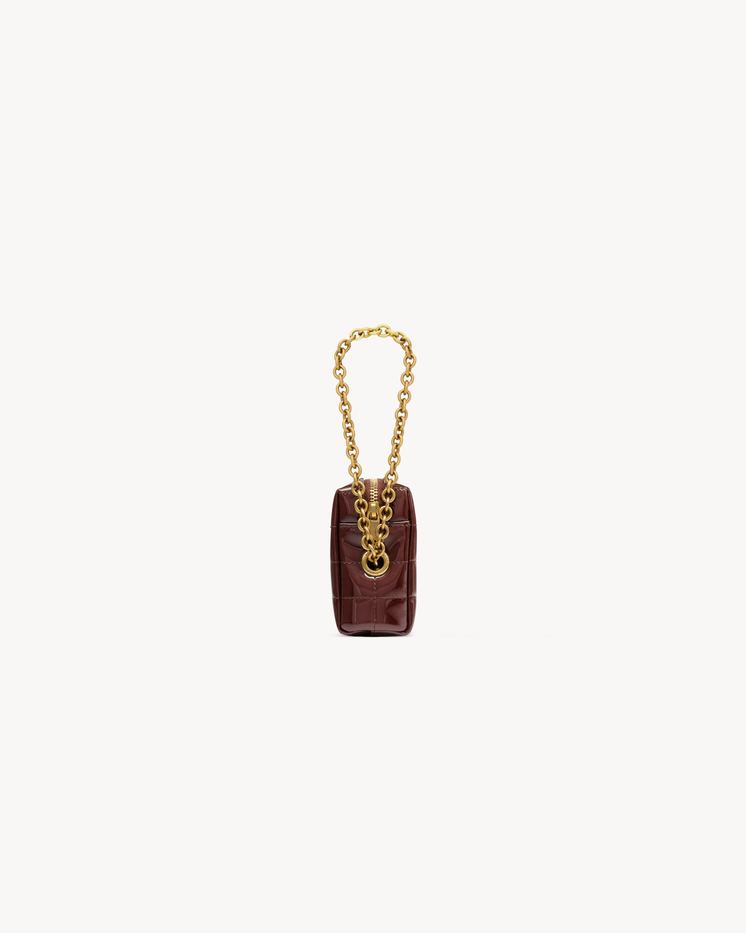 CASSANDRE MATELASSÉ CARRÉ POUCH ON CHAIN IN SHINY CANVAS - 3
