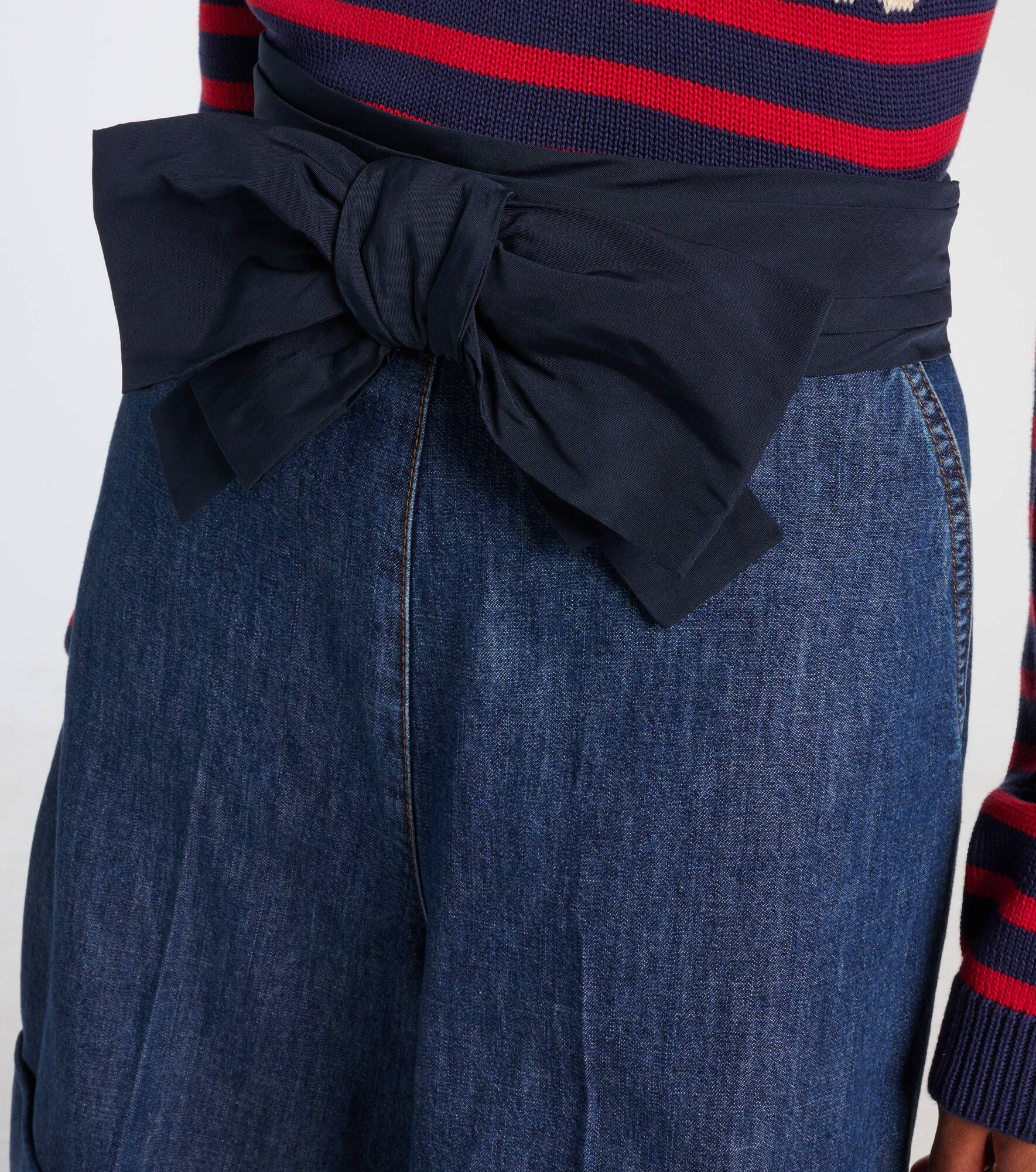 Bow-detail chambray Bermuda shorts - 4