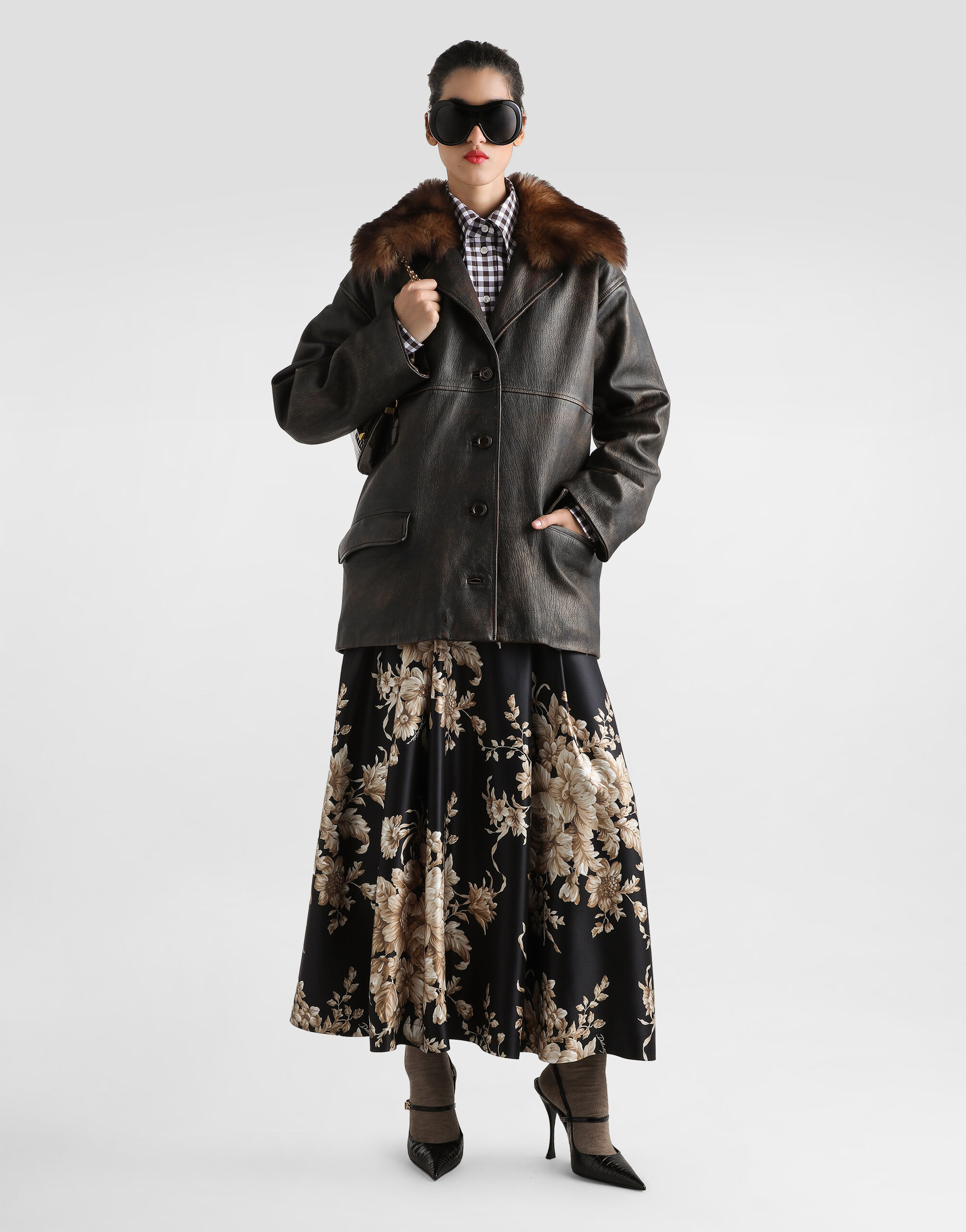 Rose-print midi skirt - 4