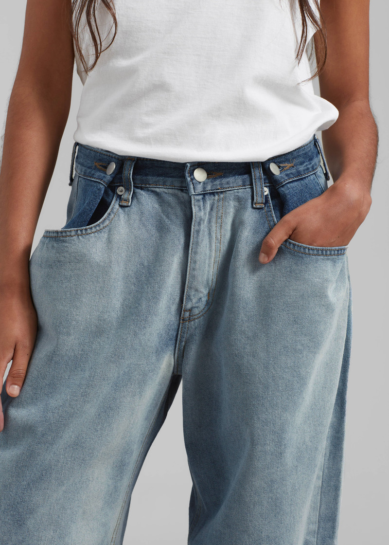 Hayla Contrast Denim Pants - Light Wash/Blue 3