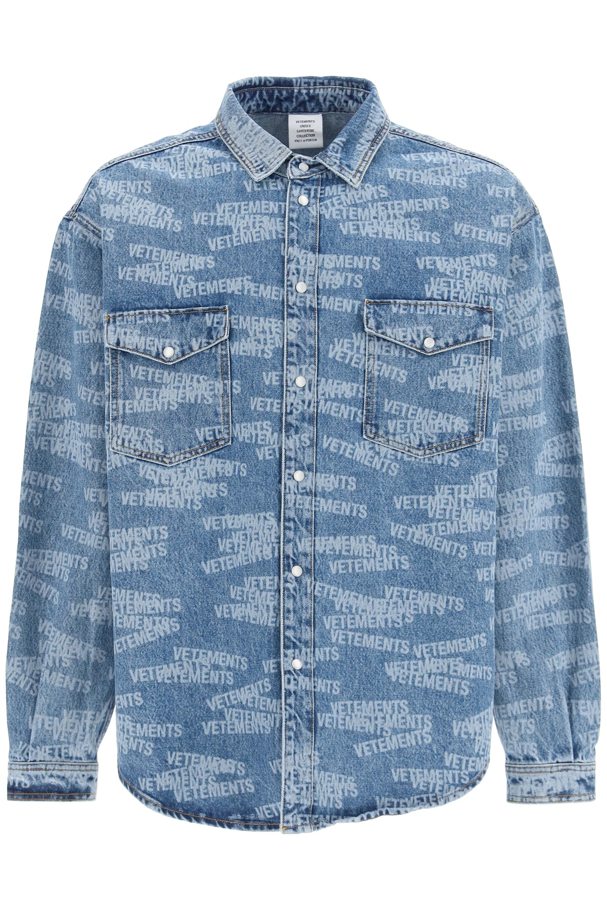 OVERSIZED DENIM SHIRT WITH LOGO - 1