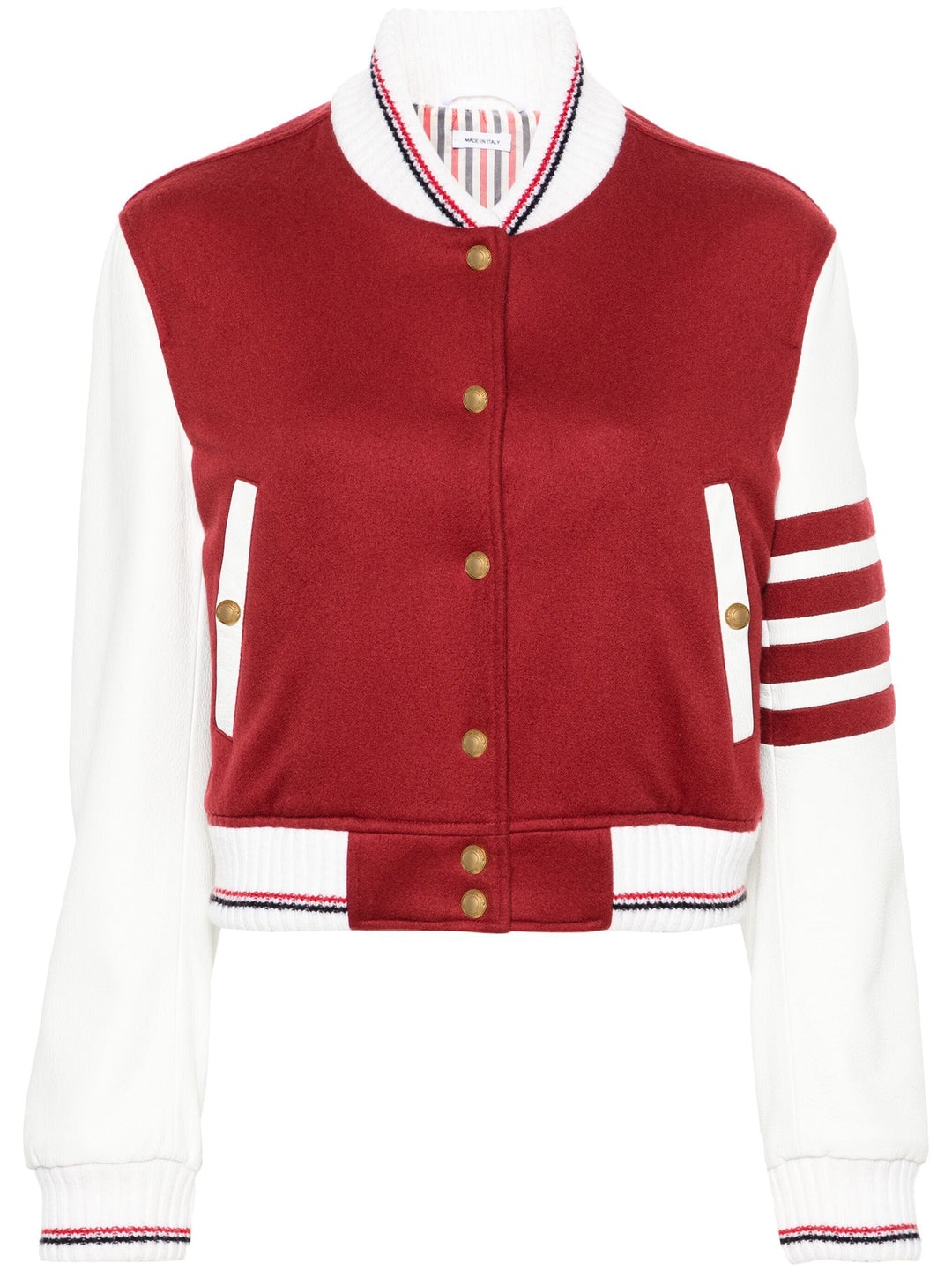 Thom Browne Cropped Varsity Jacket With 4Bar | club21