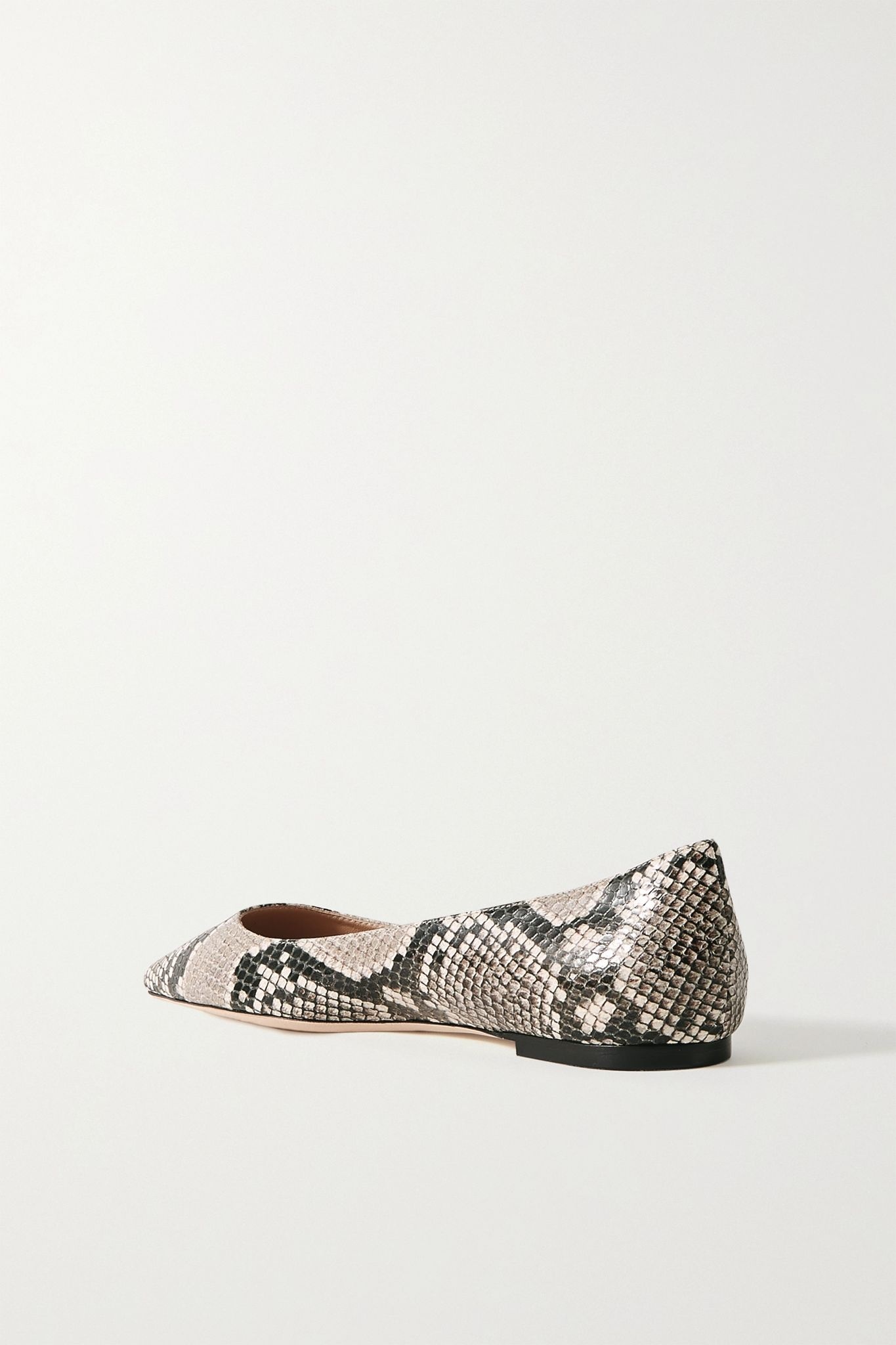 Romy snake-effect leather point-toe flats - 4