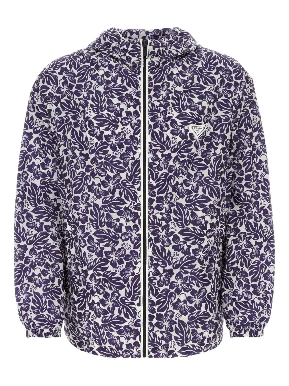 hibiscus-print hooded windbreaker - 1