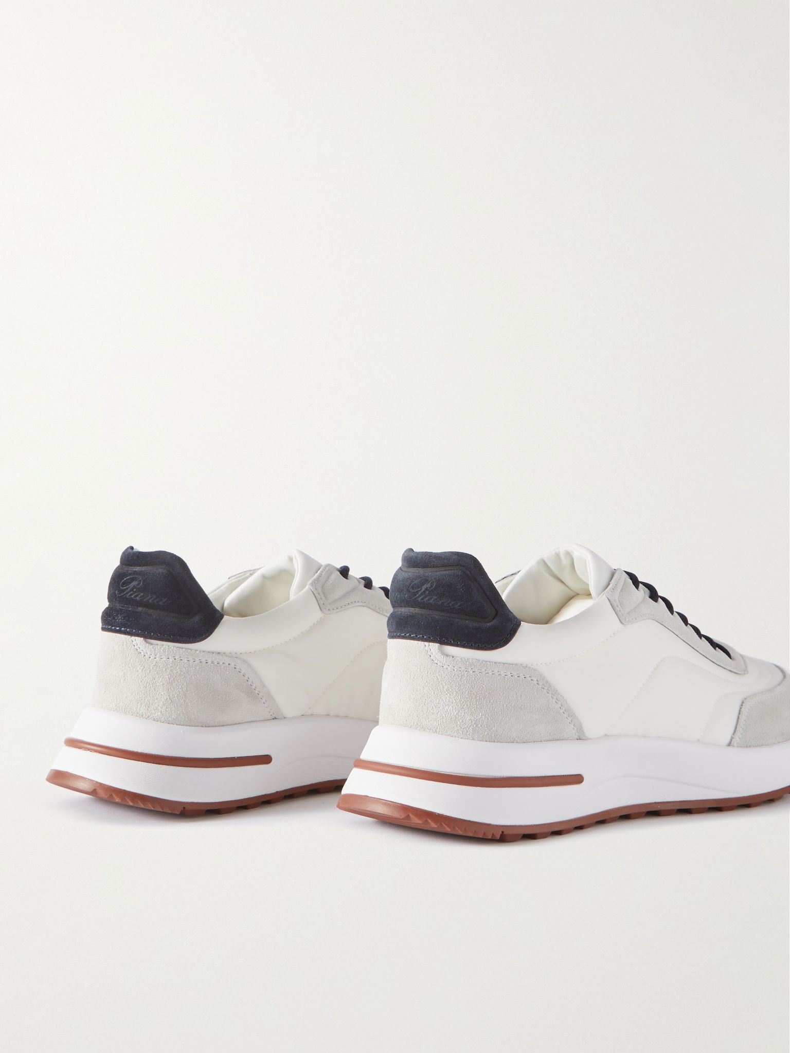 Weekend Walk Suede-Trimmed Shell Sneakers White - 5